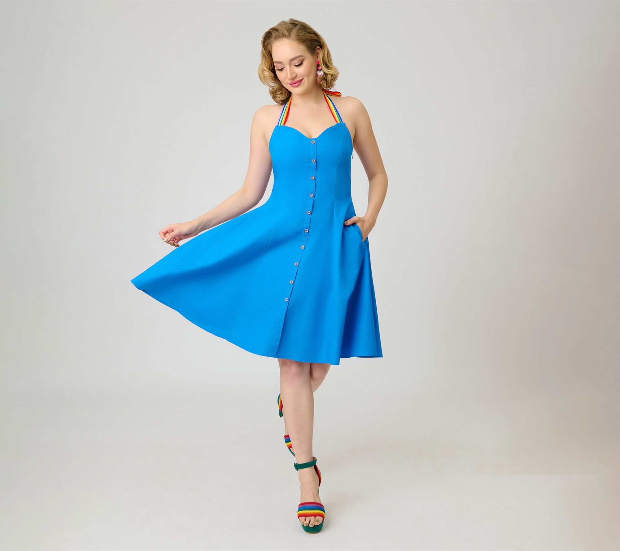 Smak Parlour Sweetheart Halter Cotton Flare Dress