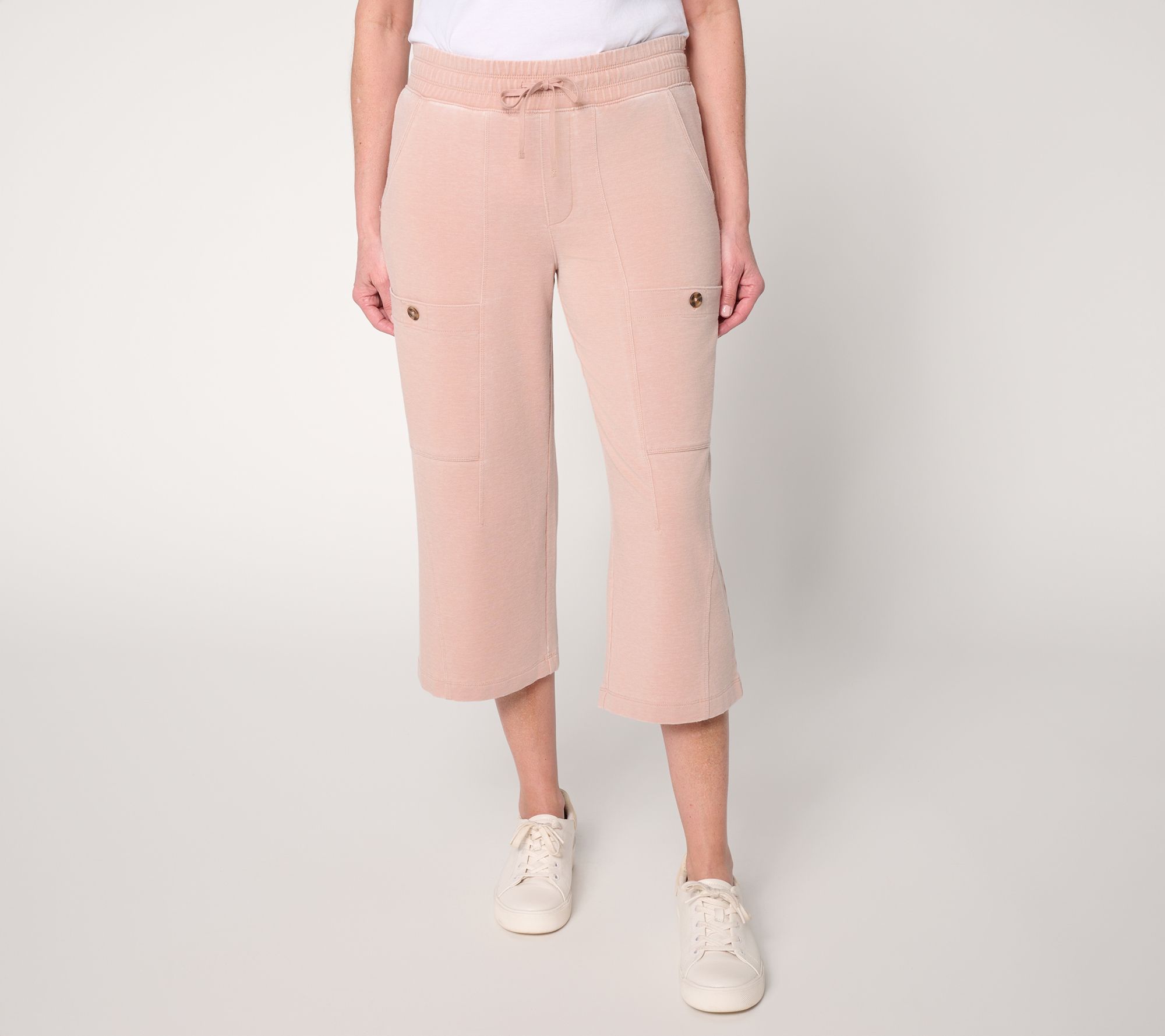"As Is" AnyBody Tall Washed Canvas Cargo Capri Pant