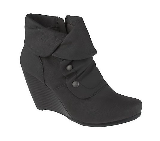 Bare Traps Wedge Ankle Boots with Ruching & Side Zip - QVC.com
