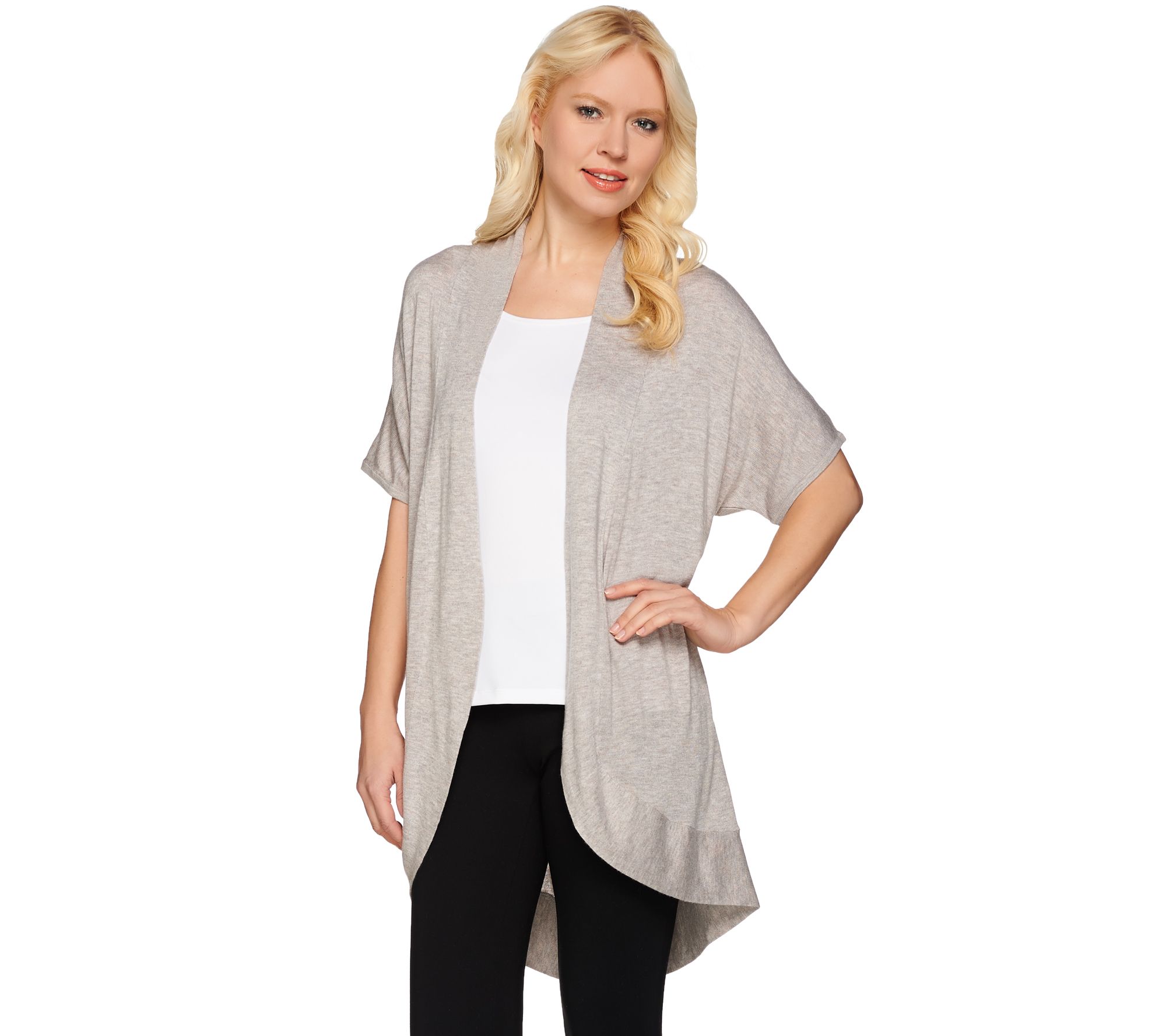 H by Halston Short Sleeve Open Front Cardigan - Page 1 — QVC.com
