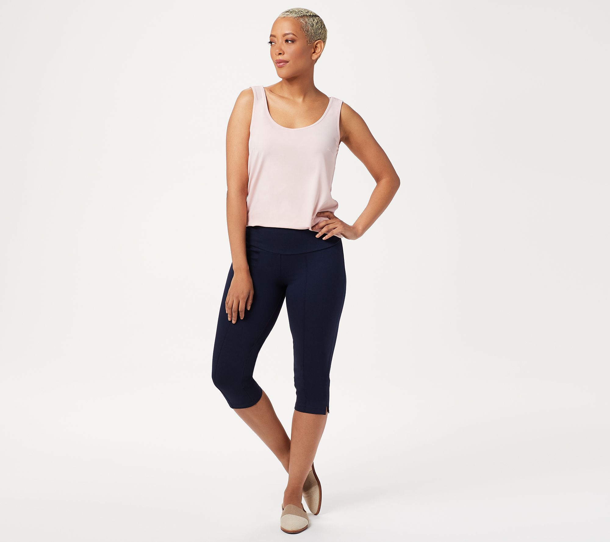 Women with Control Tummy Control Pedal Pushers w Pintuck Detail