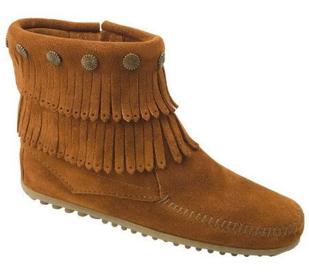 Minnetonka Women's Double Fringe Side-Zip Boots