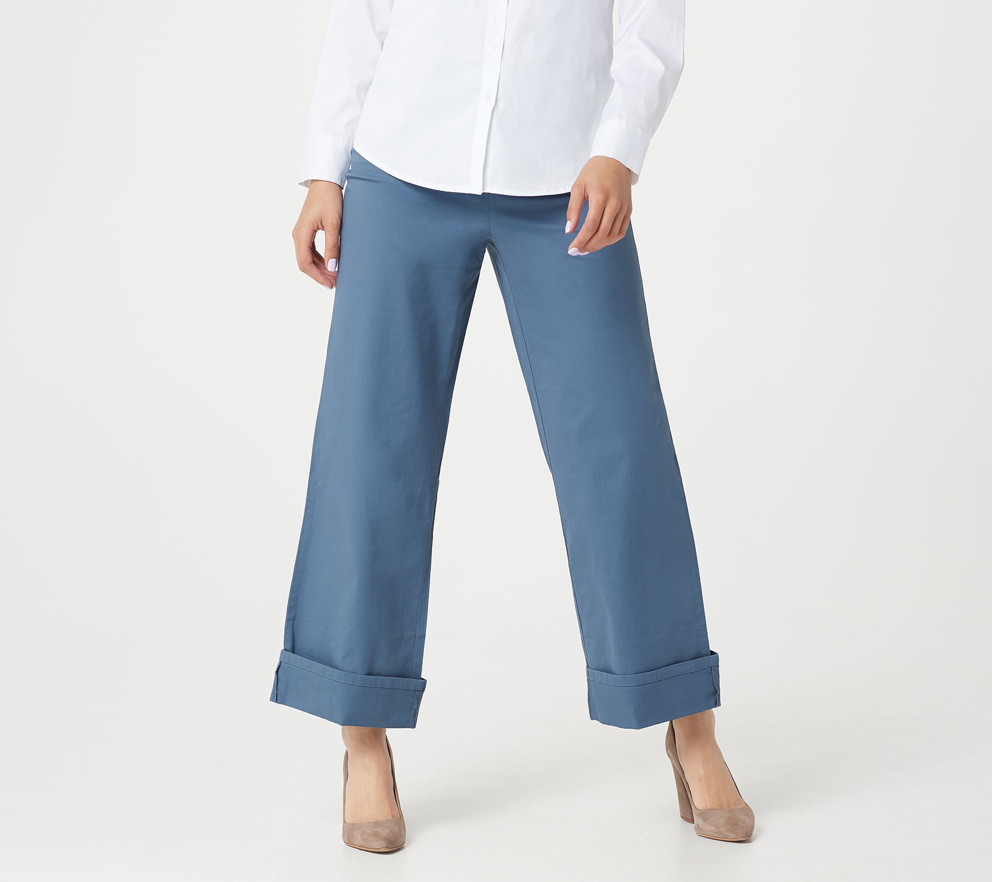 Martha Stewart Regular Chino Wide-Leg Cuffed Pants Ankle Pants 