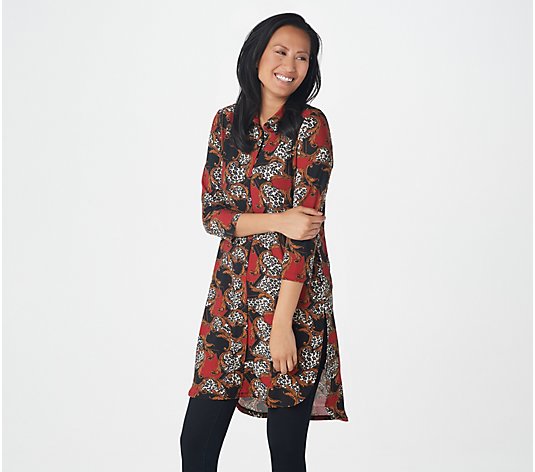 Attitudes by Renee Petite 3/4-Sleeve Como Jersey Printed Duster