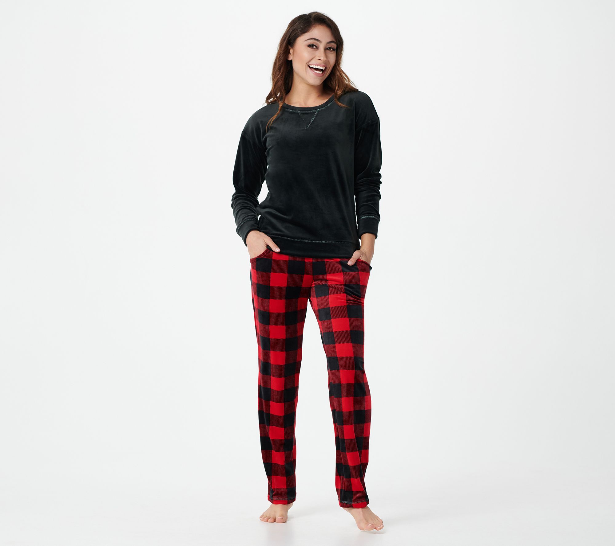 MUK LUKS Petite Length Silky Velour Novelty Pajama Set 