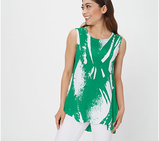 Truth + Style Printed Knit Sleeveless High-Low Hem Top