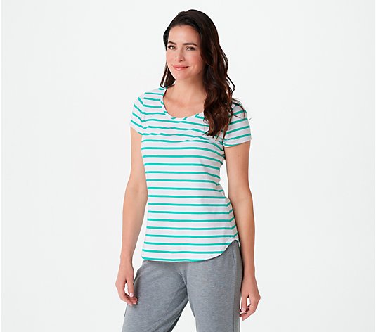 "As Is" Susan Graver Weekend Essentials Striped Comfy Cotton Top