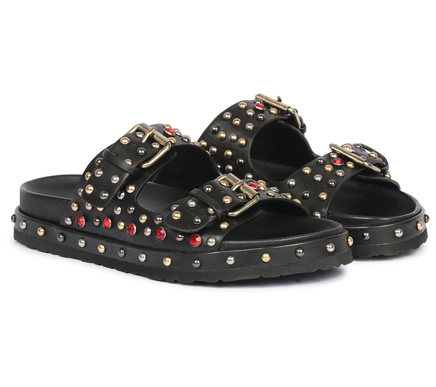 black woven platform sandals