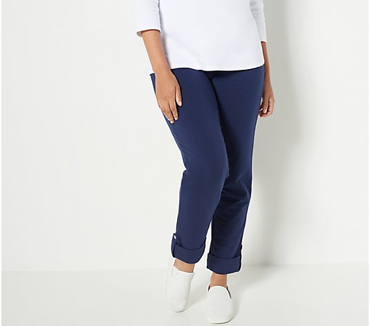 Sport Savvy Petite French Terry Ankle Length Roll Cuff Pant