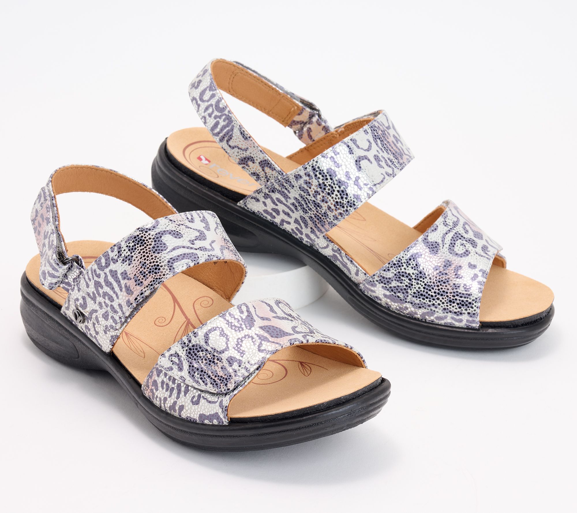 Revere Goldie Leather Adjustable Strap Sandals - Como