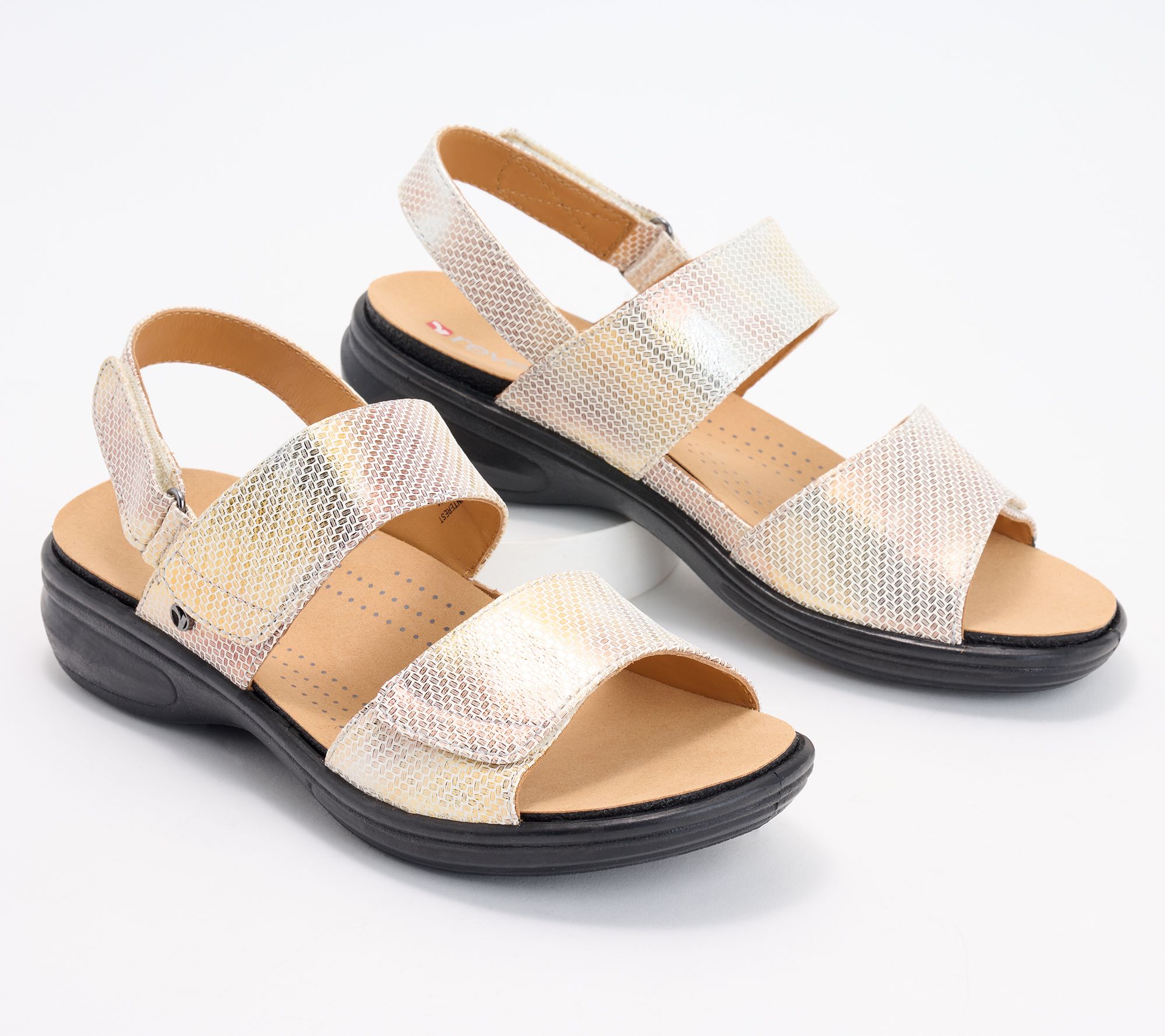 Revere Goldie Leather Adjustable Strap Sandals - Como