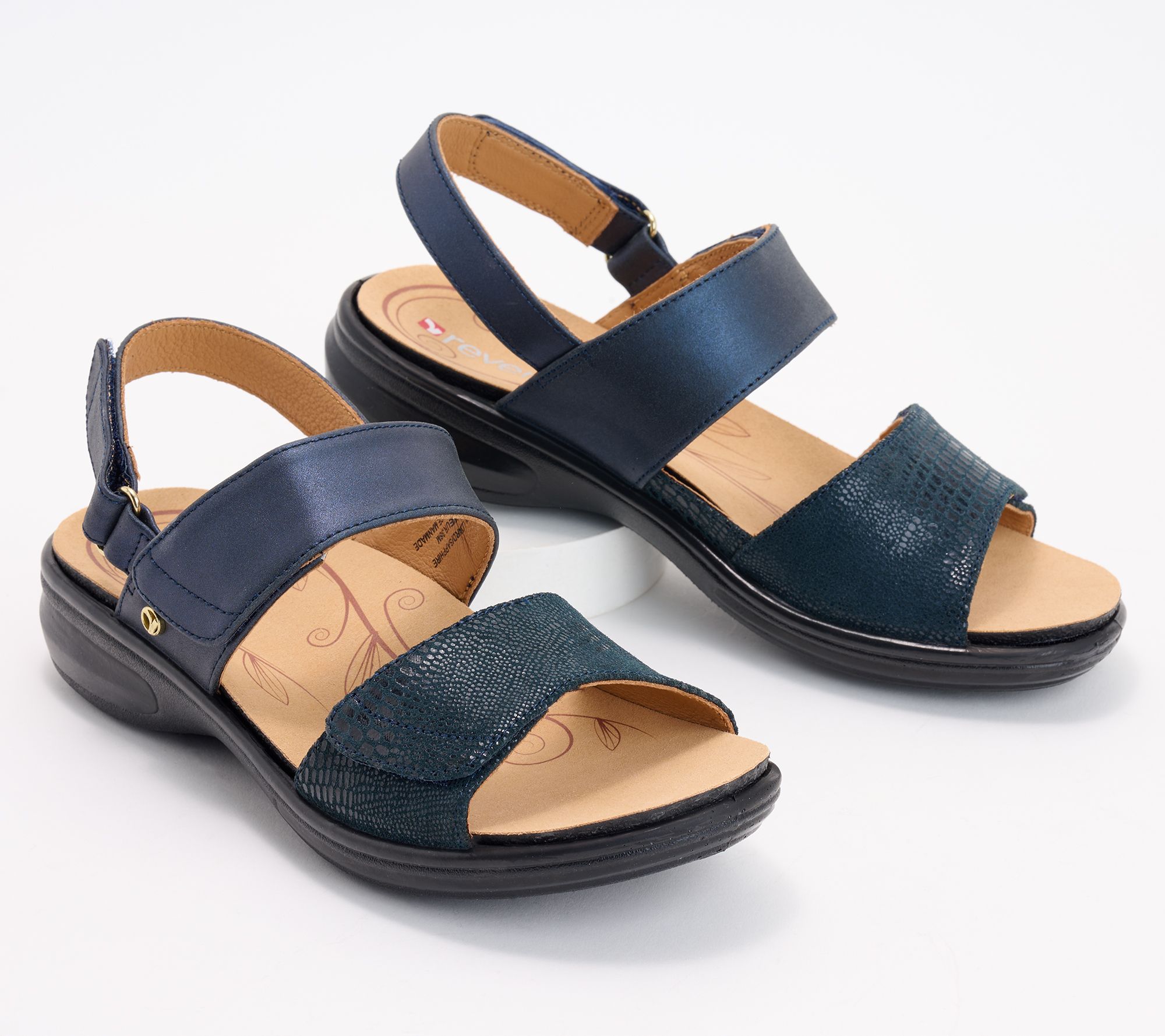 Revere Goldie Leather Adjustable Strap Sandals - Como