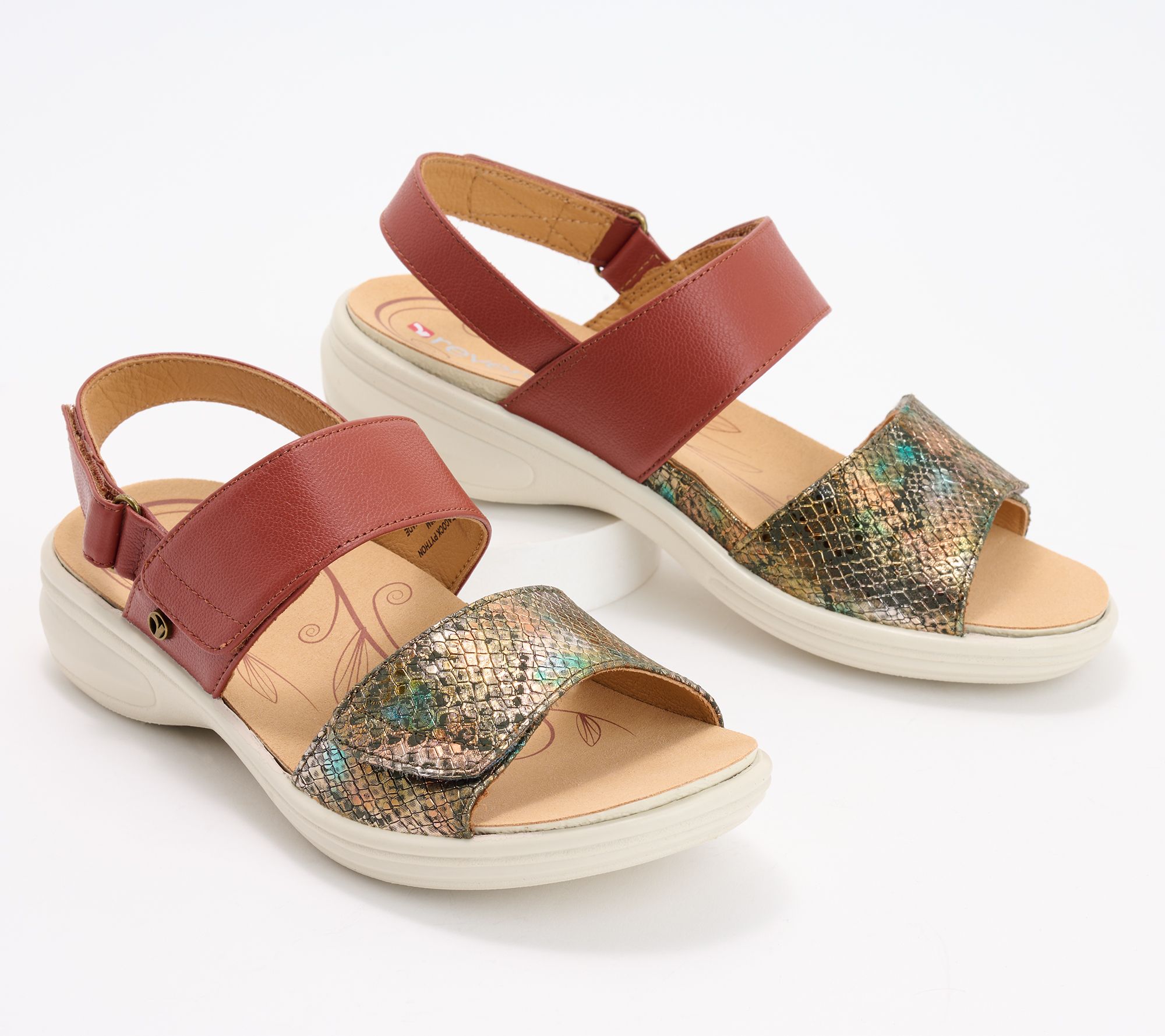 Revere Goldie Leather Adjustable Strap Sandals - Como