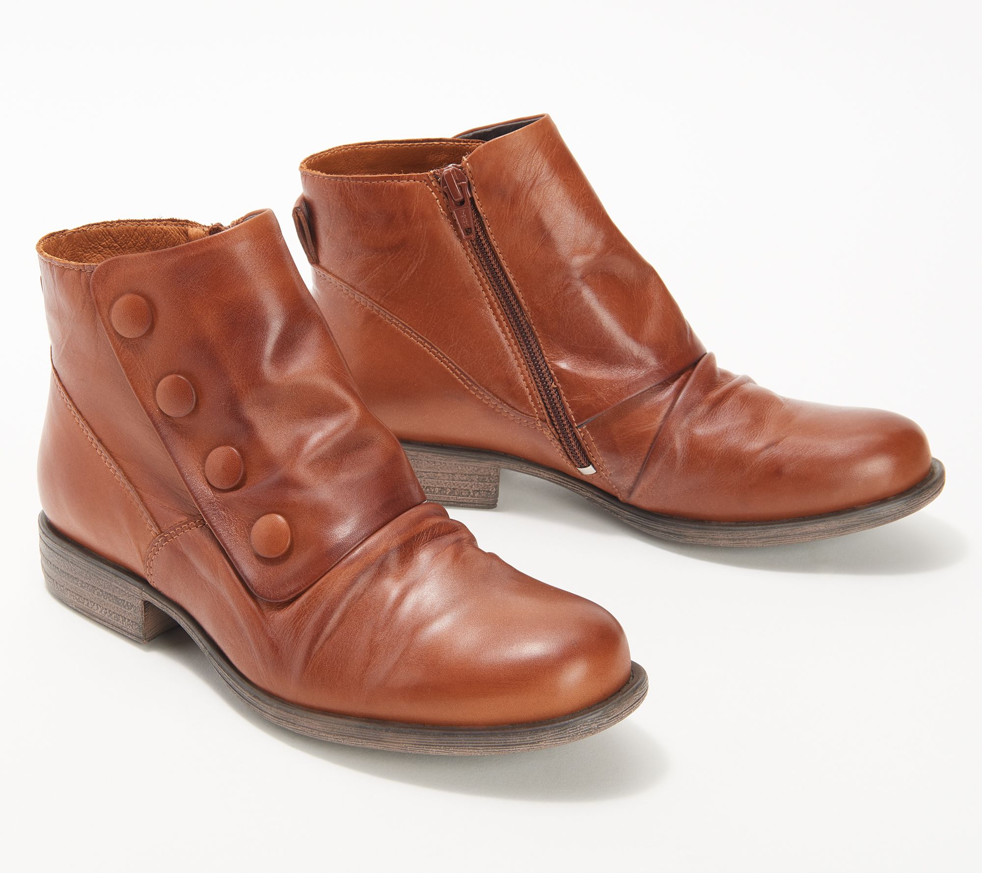 Miz Mooz Leather Wide Width Ruched Ankle Boots- Pleasant - QVC.com