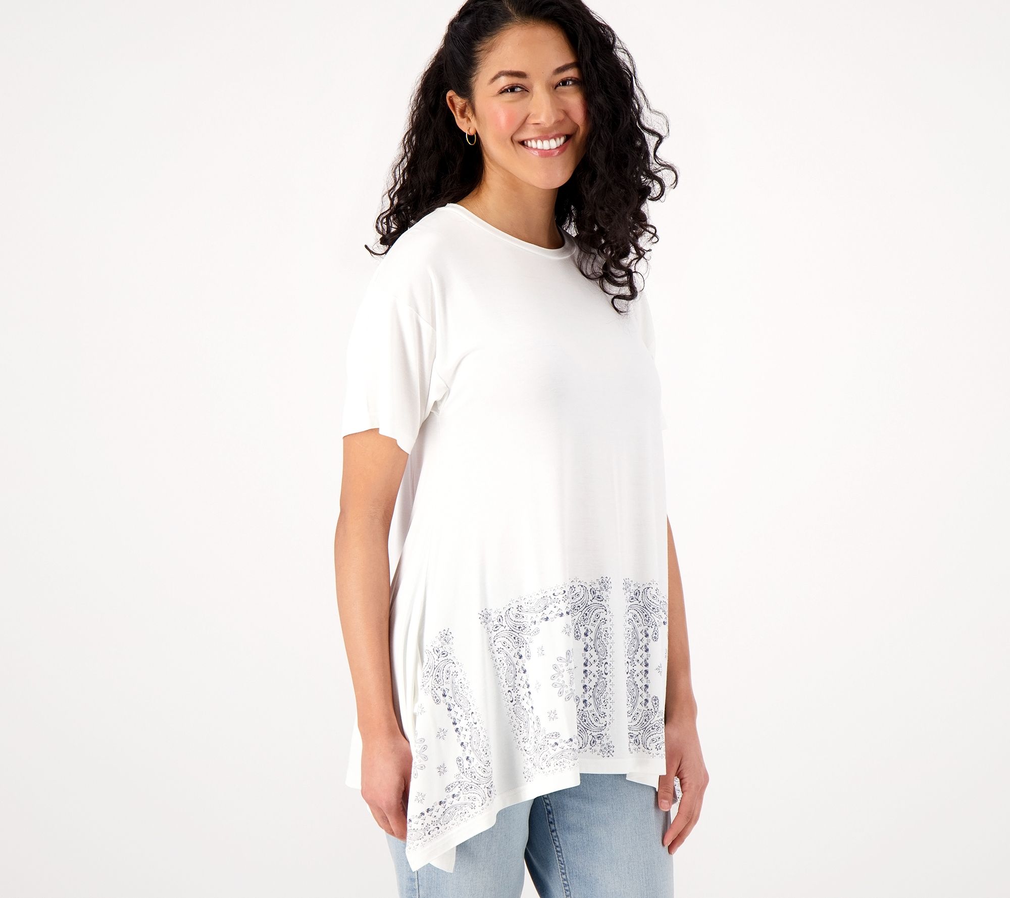 Laurie Felt Silky_Rayon Made From Bambo Paisley Printed Tee