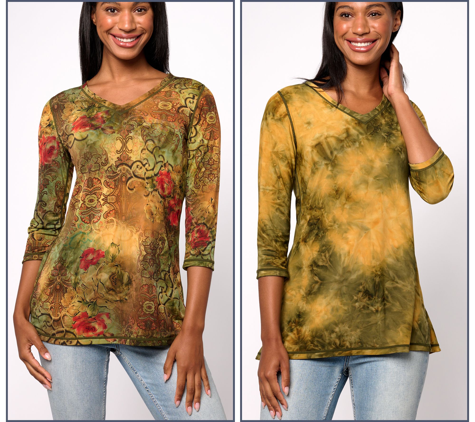 Attitudes by Renee Reversible Como Jersey Printed Top