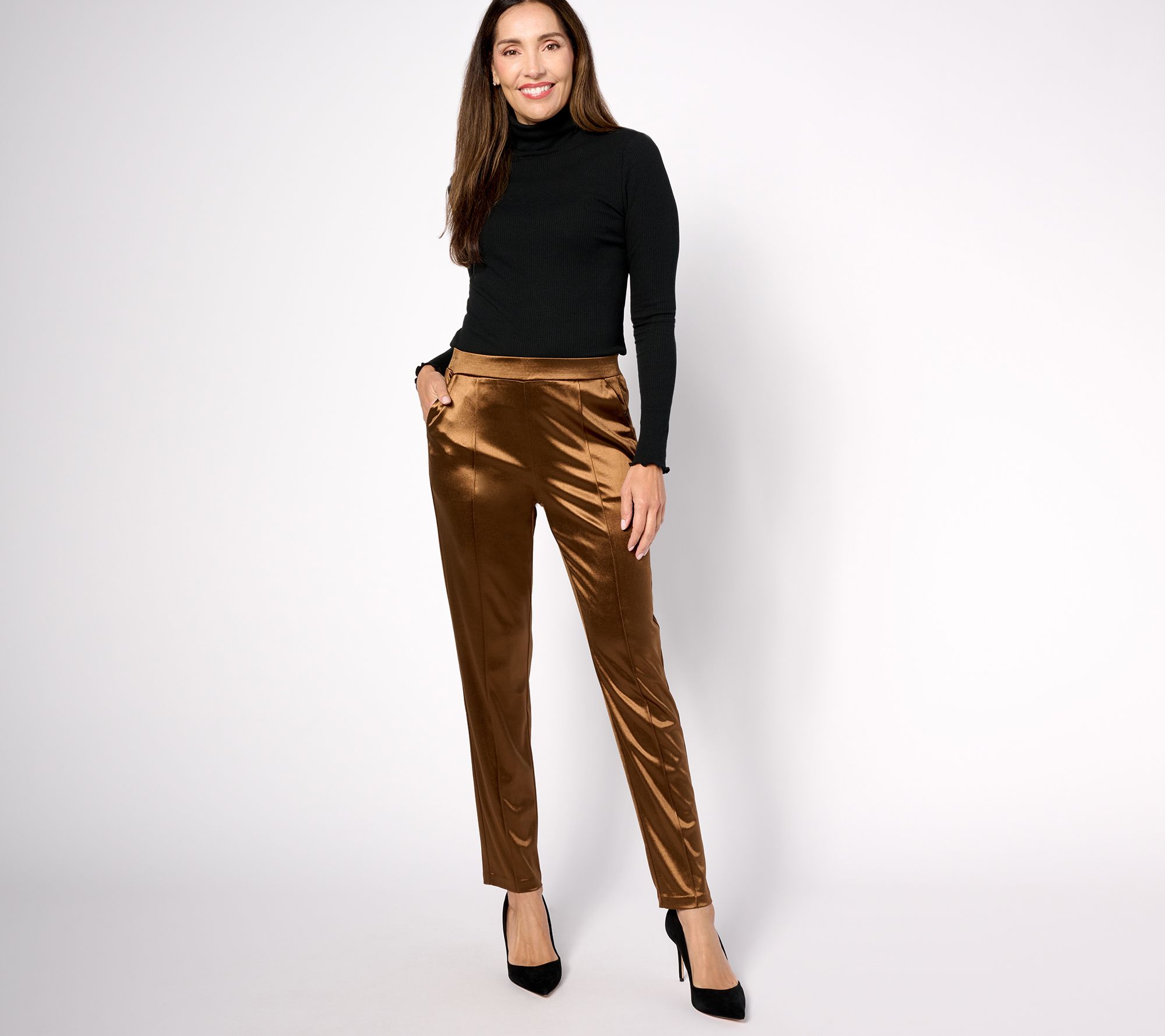 Isaac Mizrahi Live! Regular Always Isaac Knit Slim Straight Pants