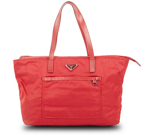Pre-Owned Prada Front Pocket Tote Bag Tessuto Red