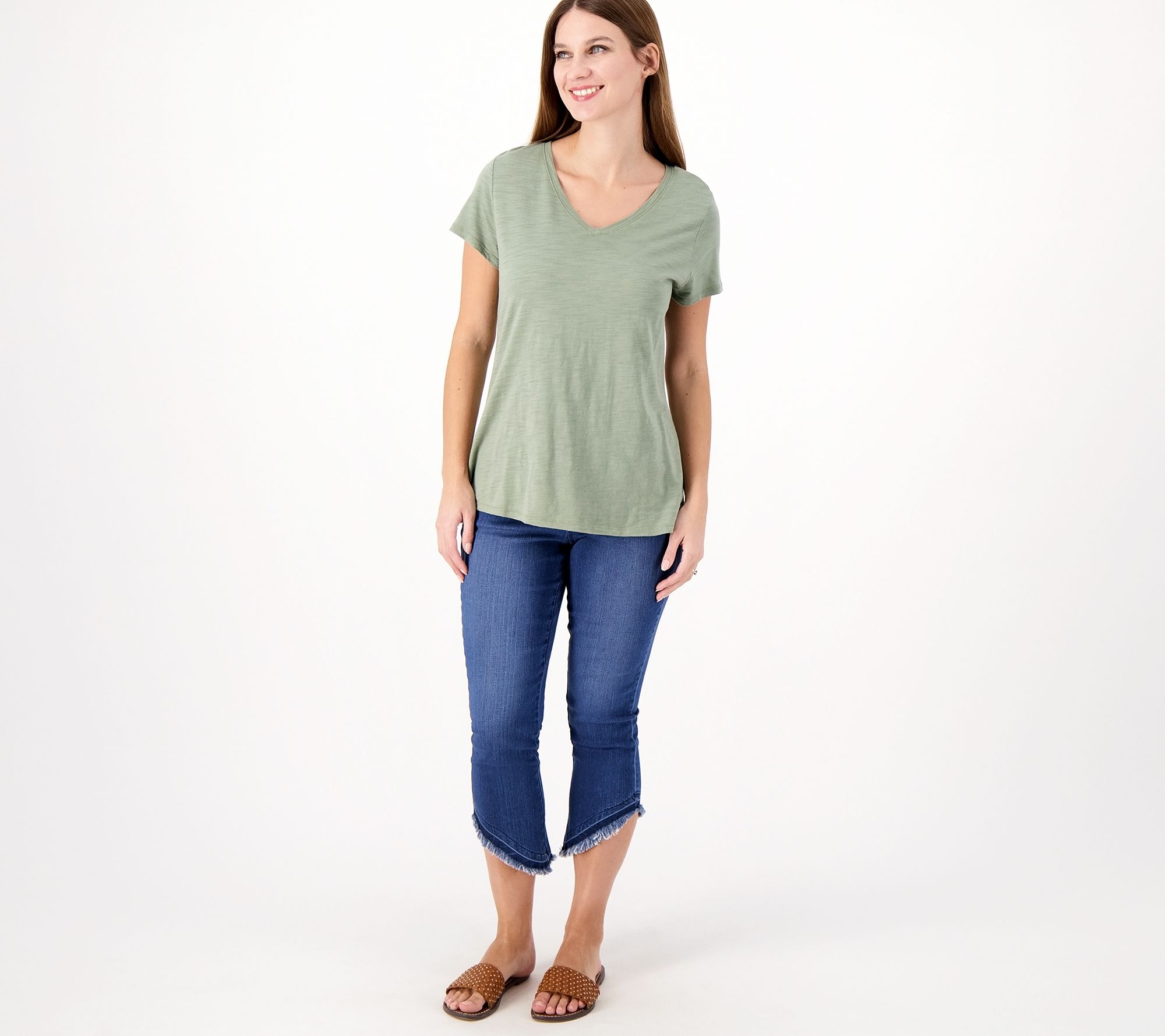 "As Is" Belle By Kim Gravel Released Curved Hem Cropped Pant - QVC.com