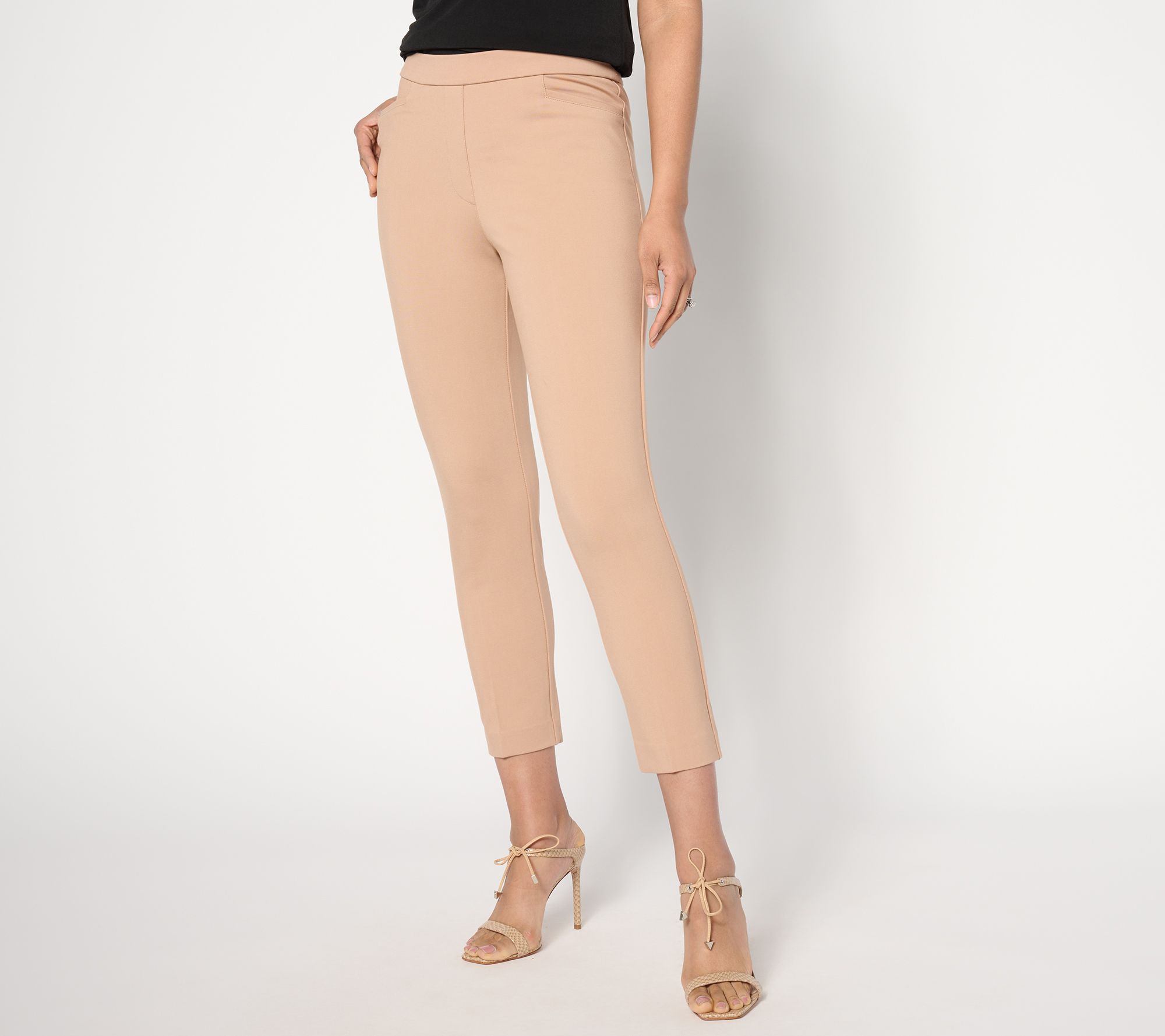 Susan Graver Regular Status Stretch Ponte Slim Leg Crop Pant