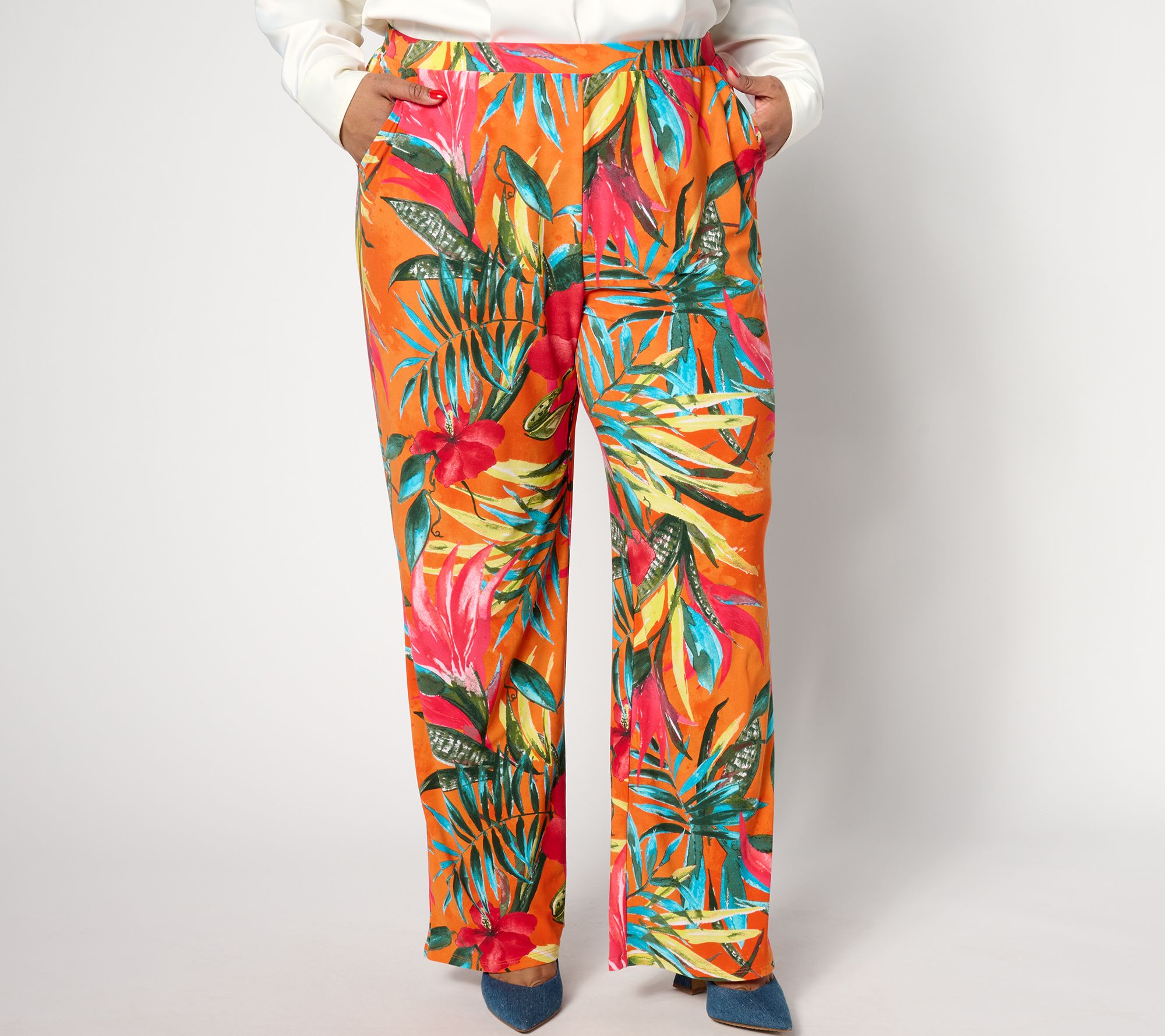Attitudes by Renee Como Jersey Petite Wide Leg Pants