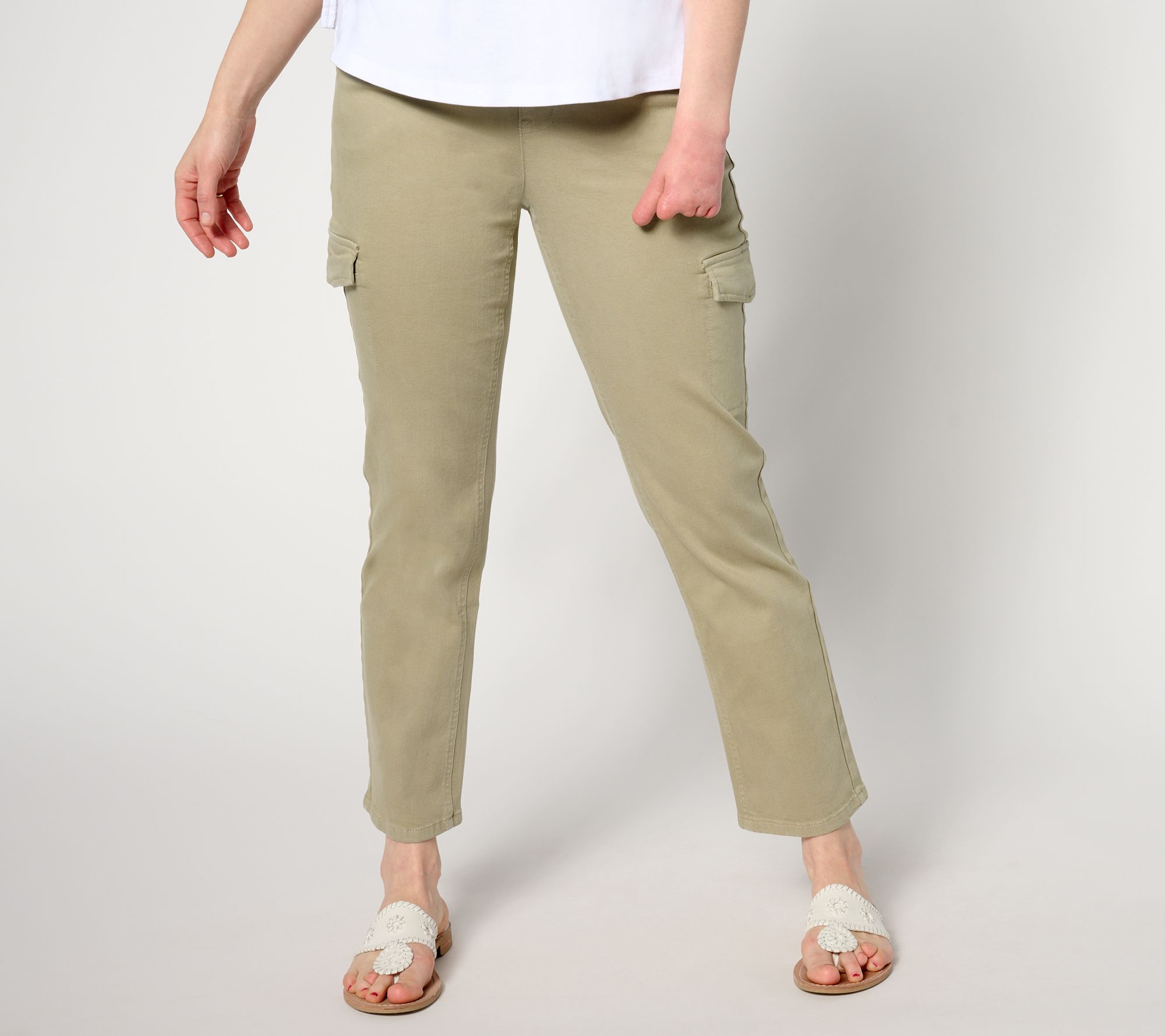 Isaac Mizrahi Live! Petite True Denim Straight Leg Cargo Jeans