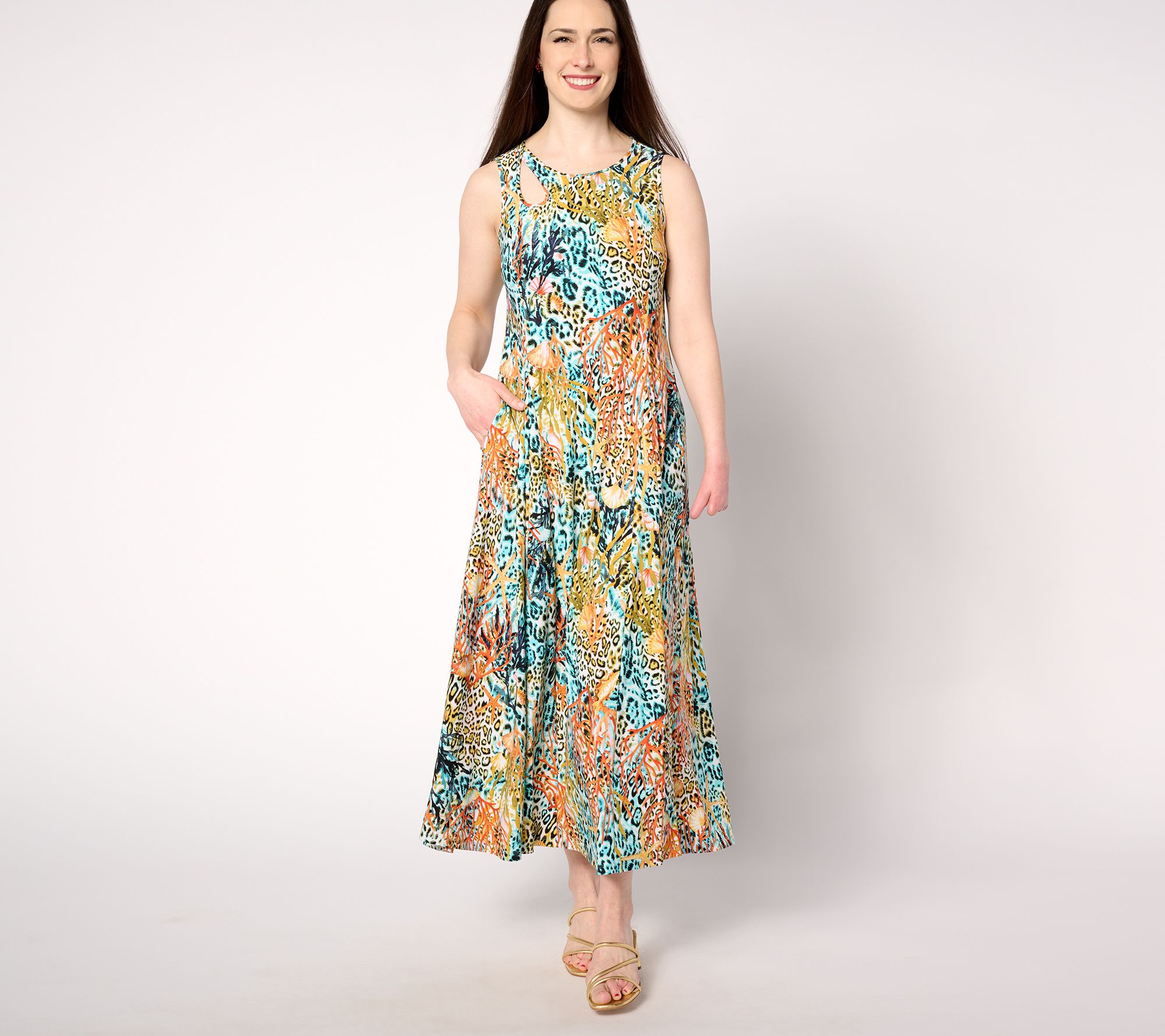 Attitudes by Renee Petite Como Jersey Keyhole Midi Dress