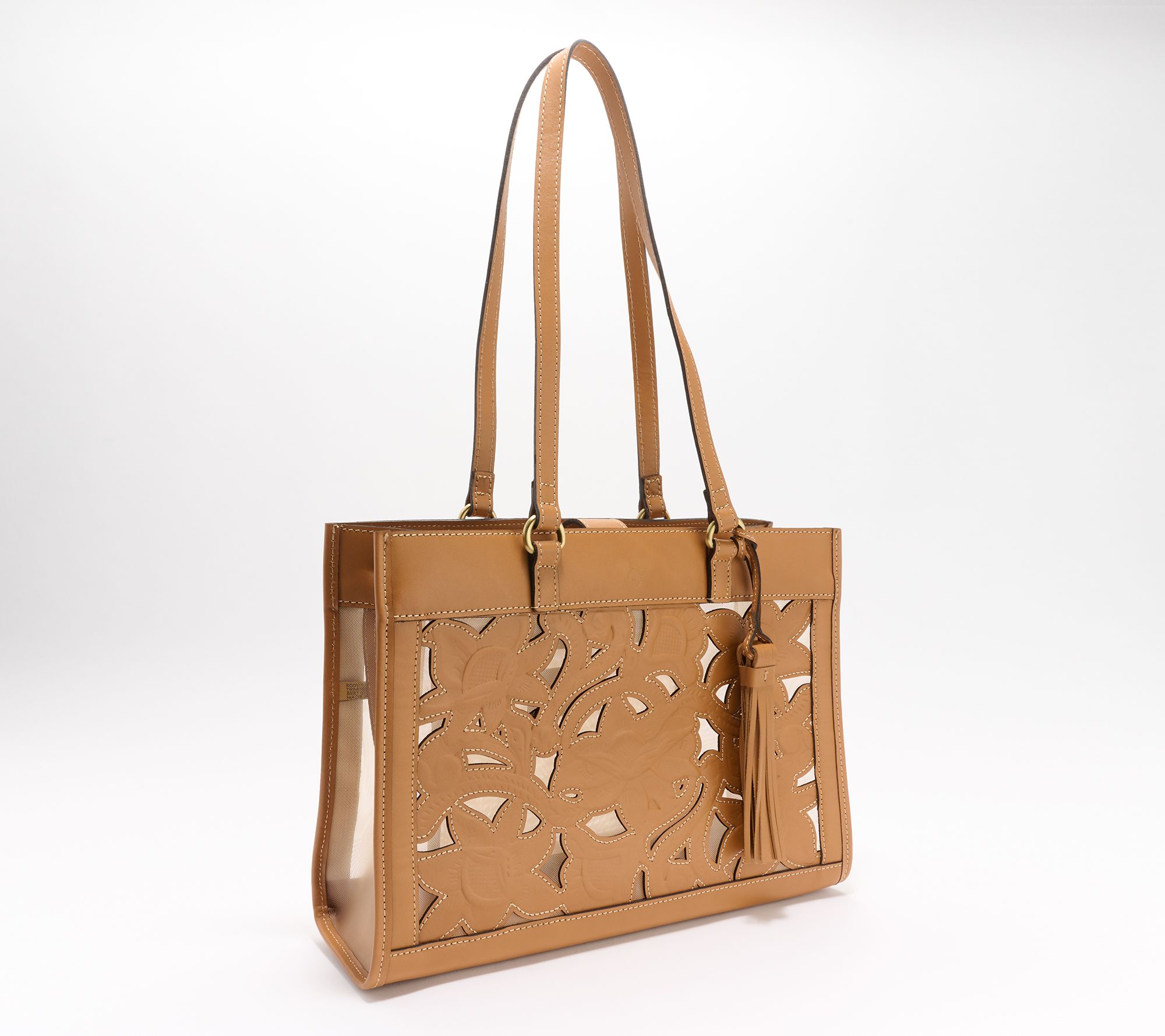 Patricia Nash Gianella Leather & Mesh Cavo Cut Out Tote