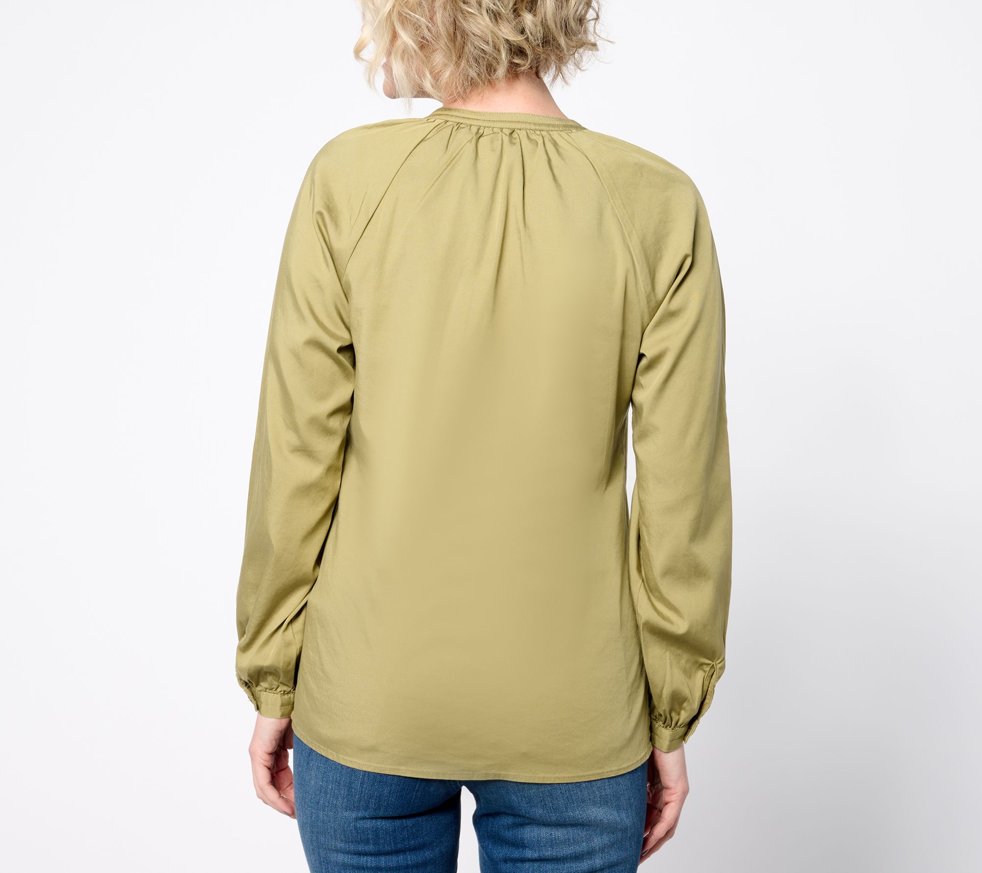 Belle by Kim Gravel Belle Tencel Blouson Sleeve Blouse - QVC.com