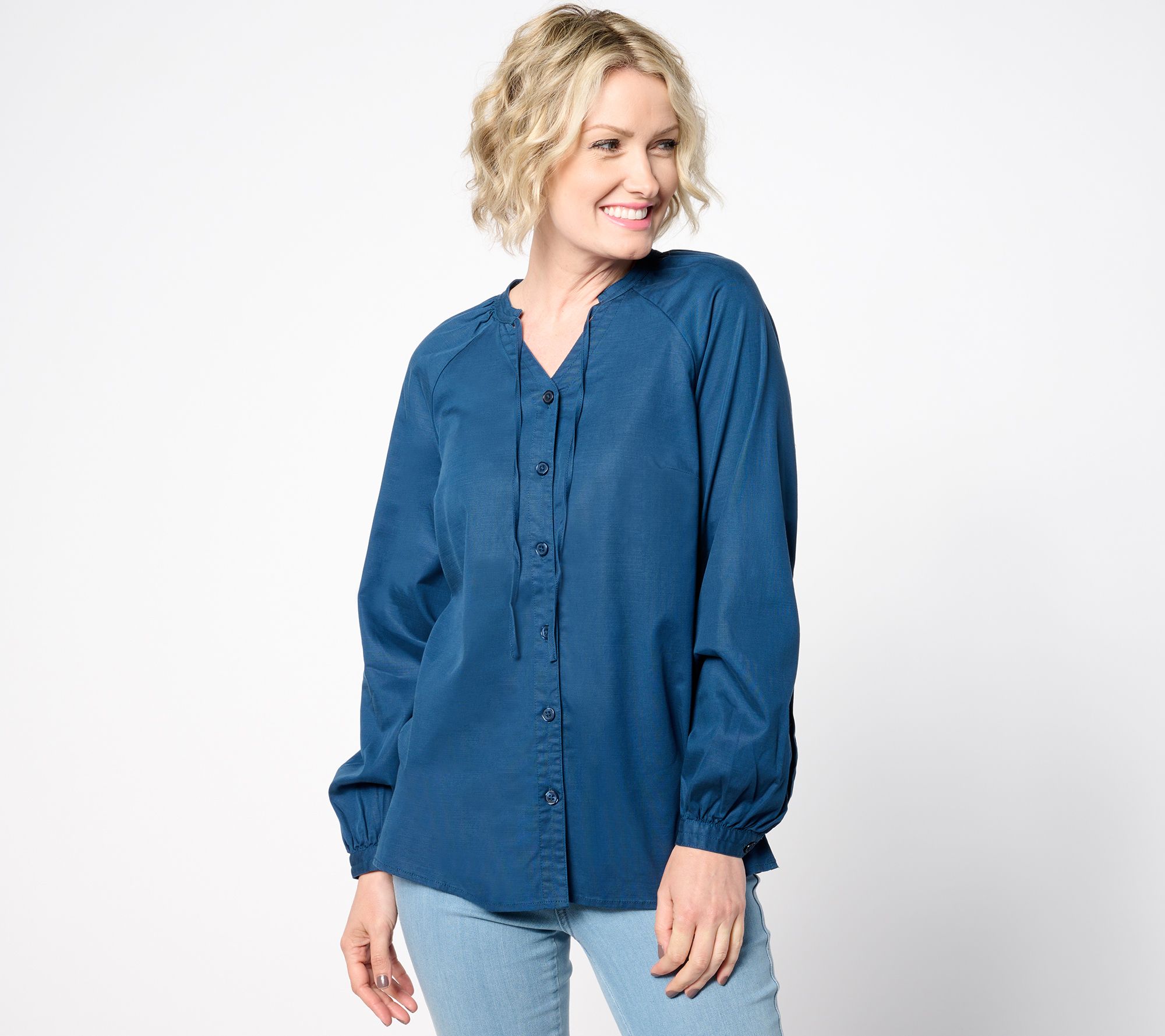 Belle by Kim Gravel Belle Tencel Blouson Sleeve Blouse
