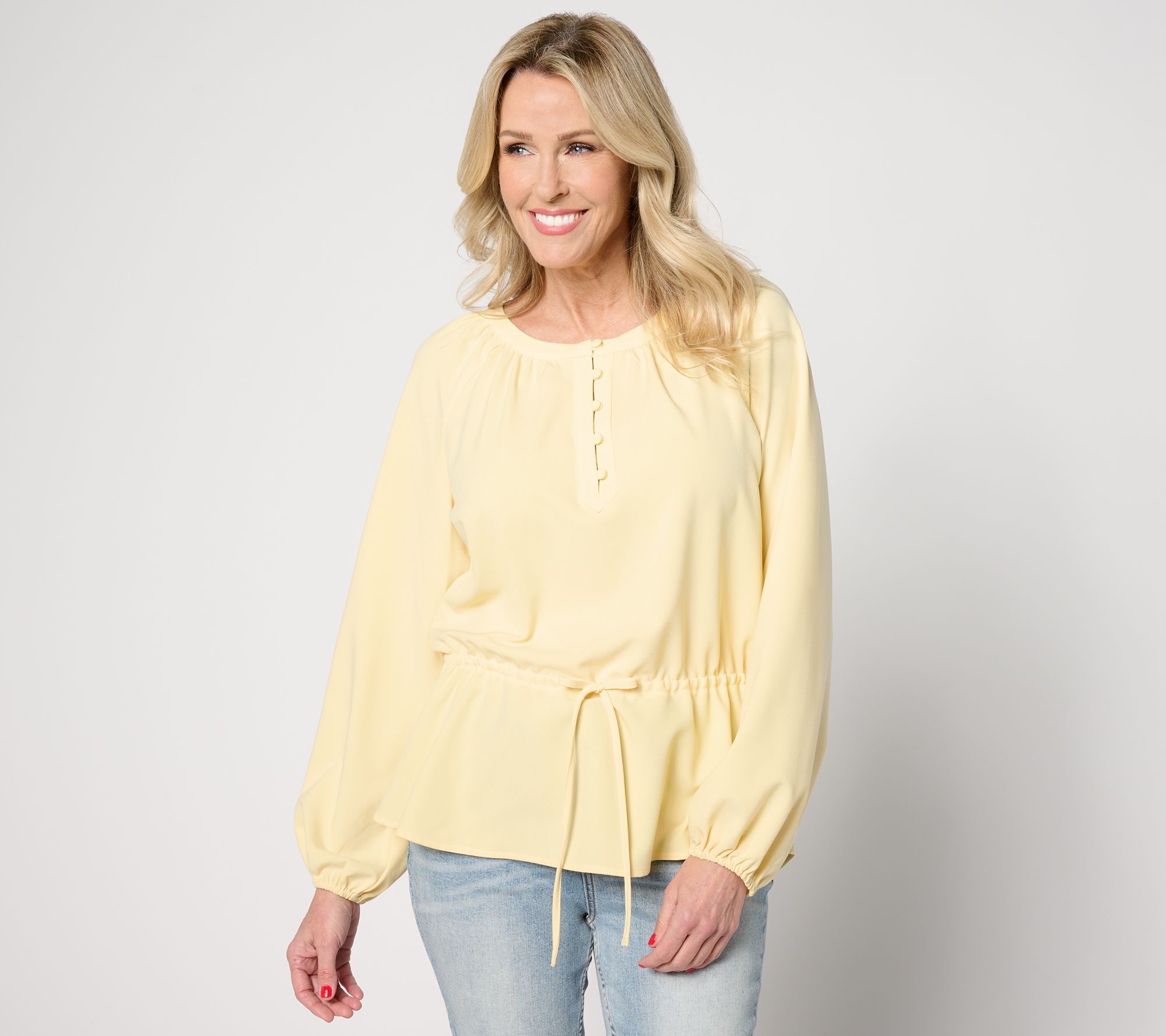 "As Is" BEAUTIFUL by Lawrence Zarian Peasant Top w/ Adjustble Waist