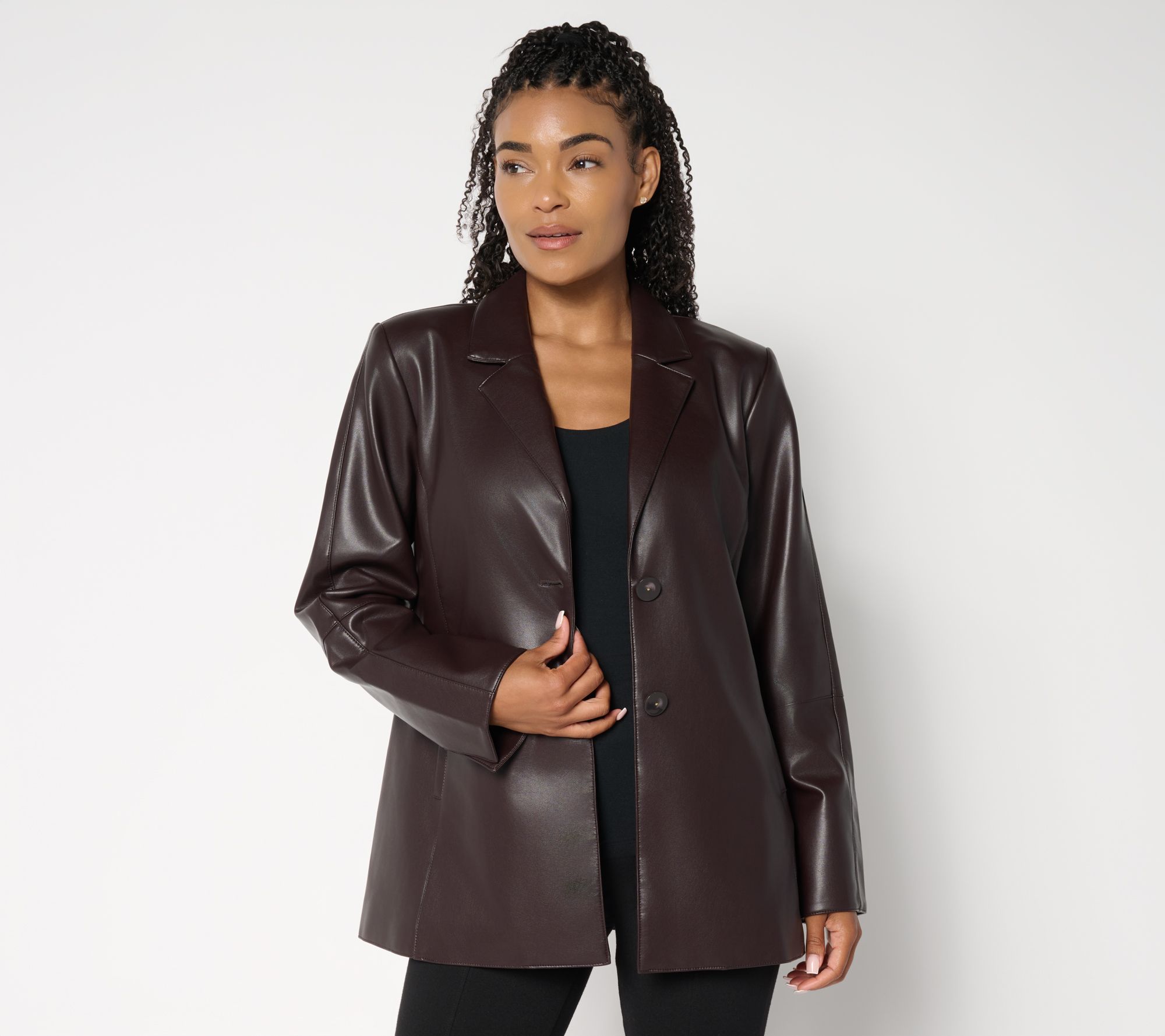 Dennis Basso Petite Luxe Faux Leather Jacket