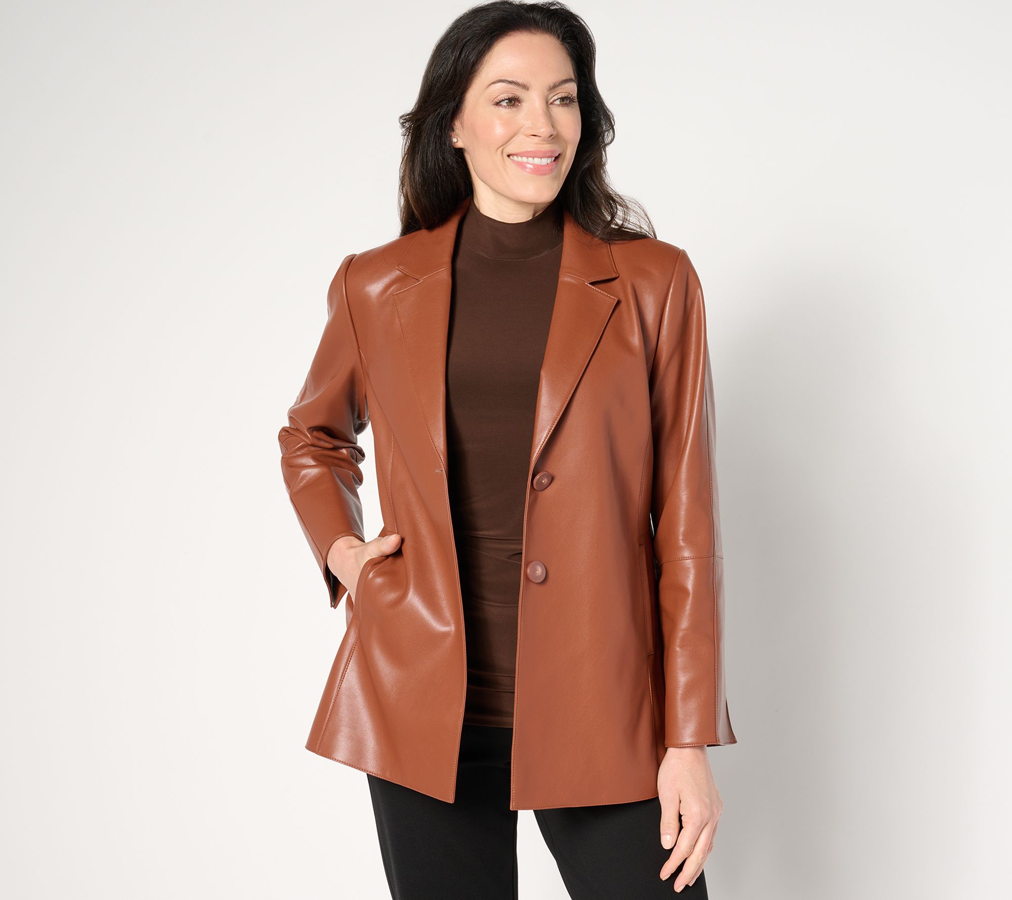 Dennis Basso Petite Luxe Faux Leather Jacket