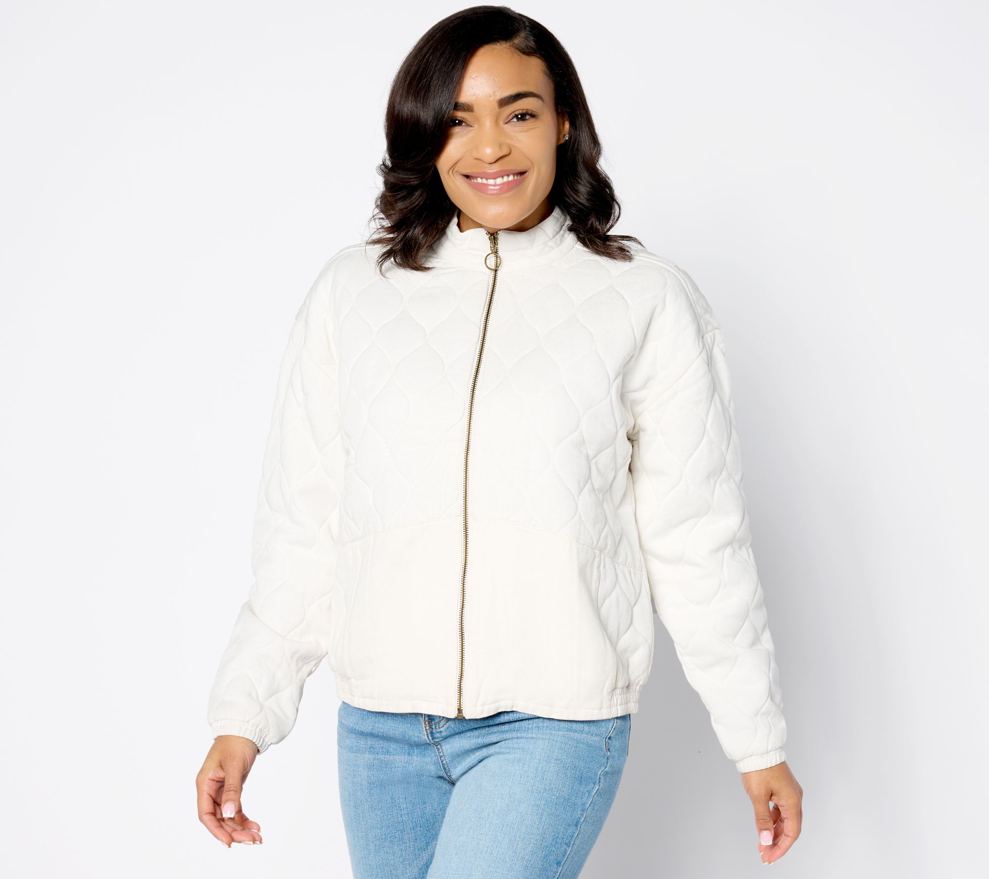 "As Is" AnyBody Quilted Sueded Twill Jacket