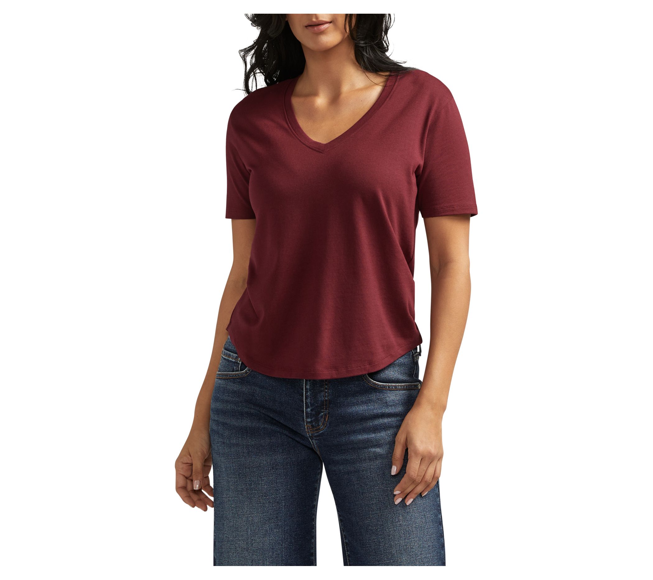 JAG Women's Drapey Luxe V-Neck Knit Tee