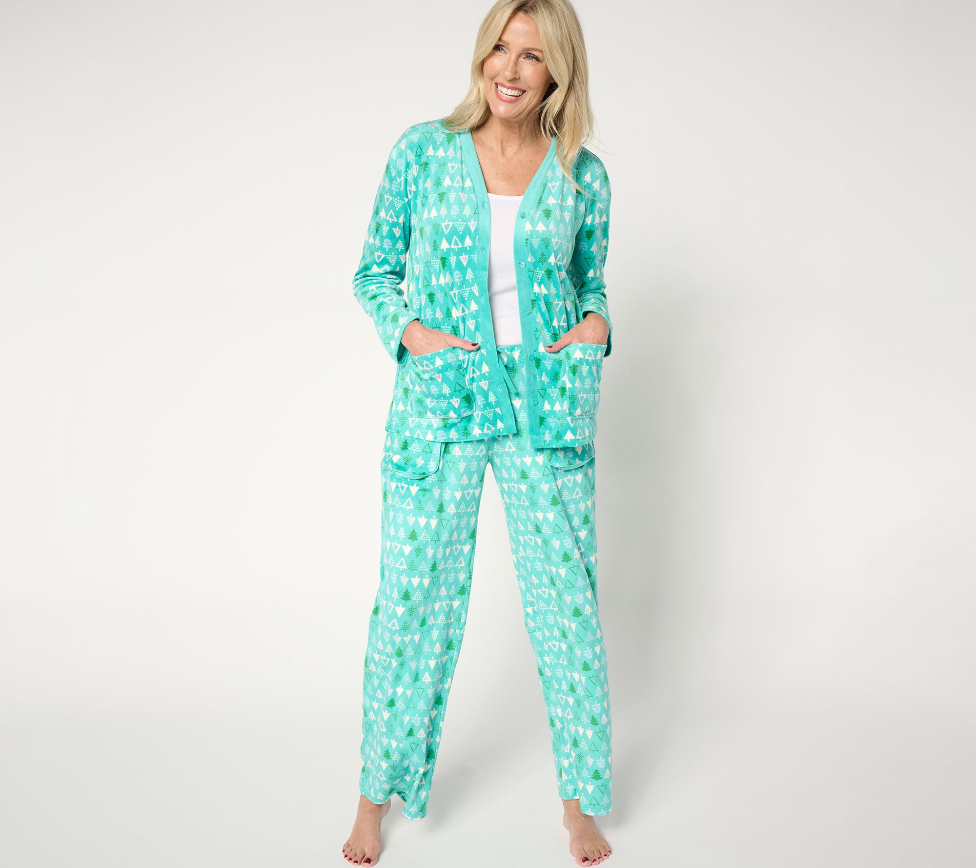 MUK LUKS Velour Bed Jacket and Pant Pajama Set