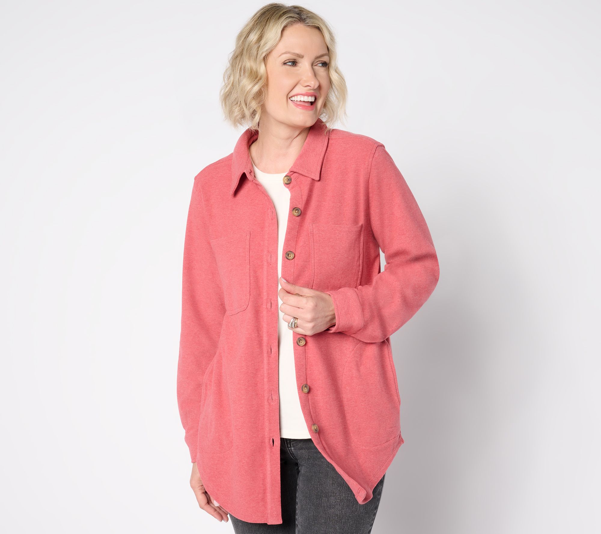 "As Is" Belle by Kim Gravel Team Colors Horn Button Knit Shacket