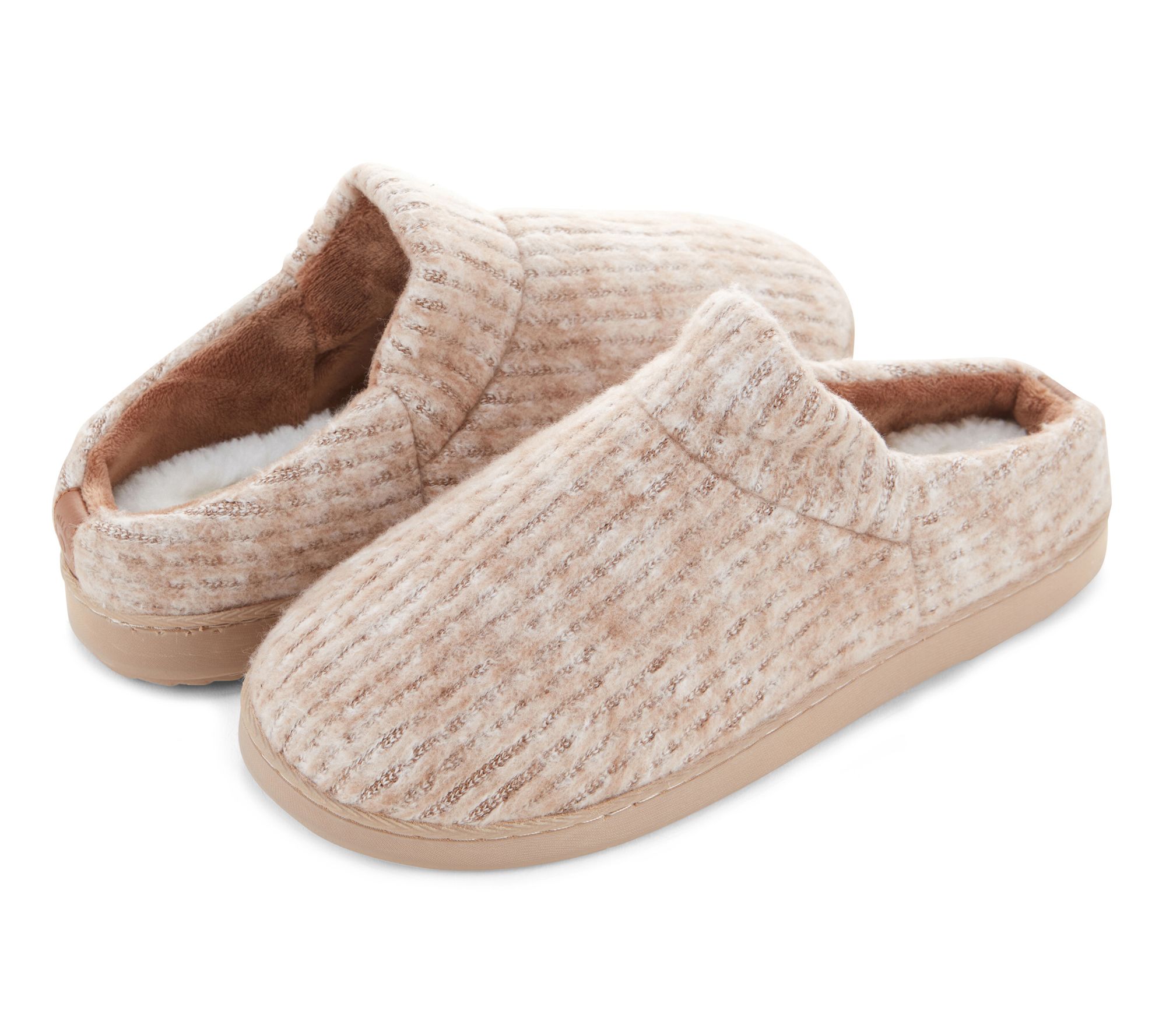 Floopi Women's Fuzzy Ribbed Knit Clog Slipper