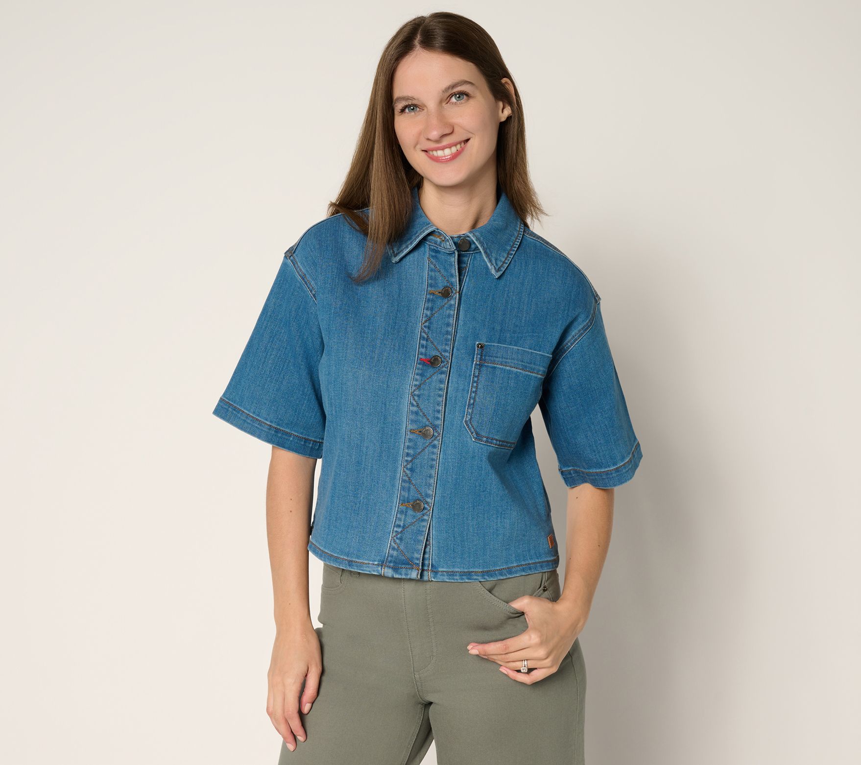 Peace Love World Short-Sleeve Denim Jacket