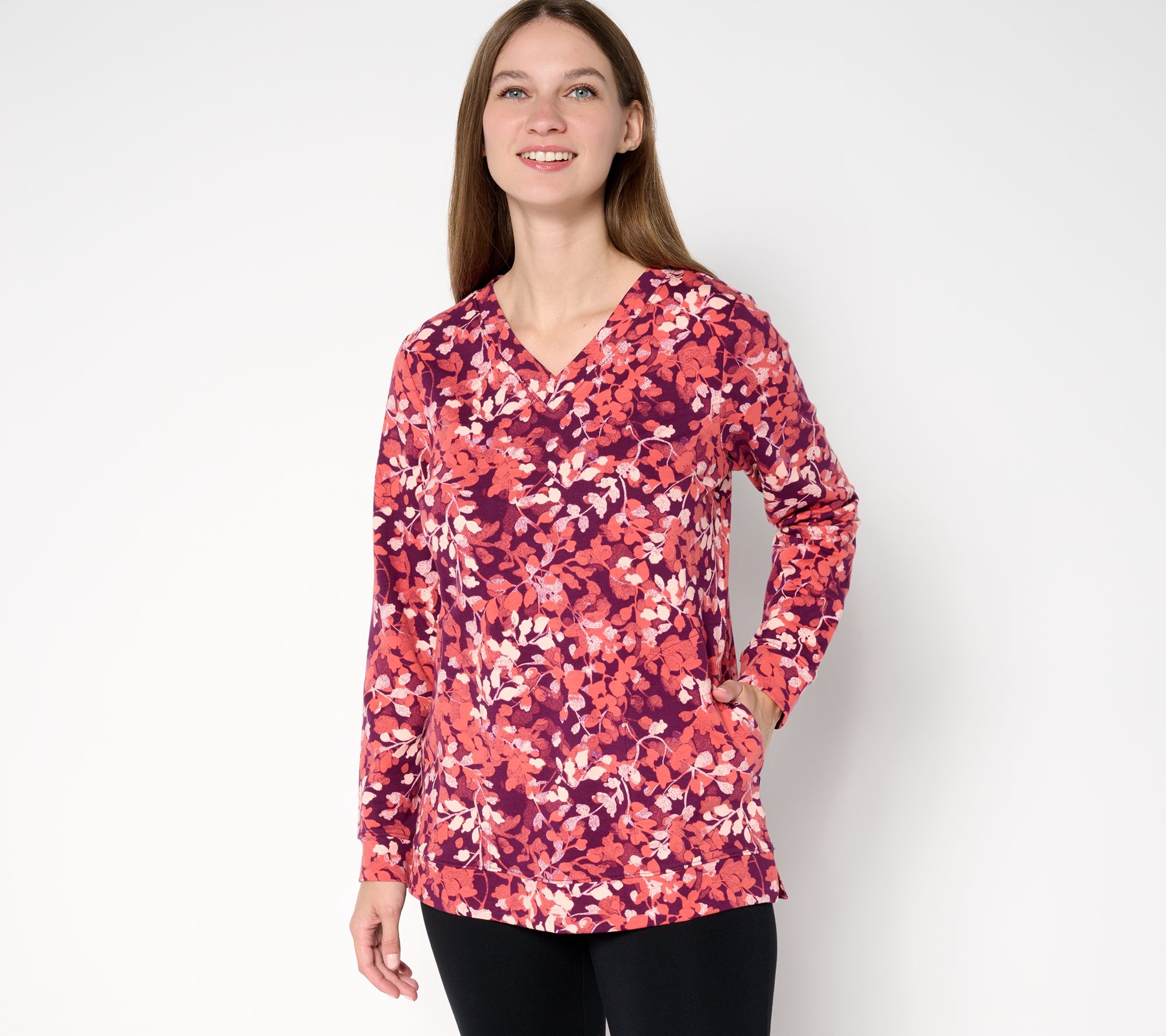 Denim & Co. Active Regular French Terry Long Sleeve Tunic