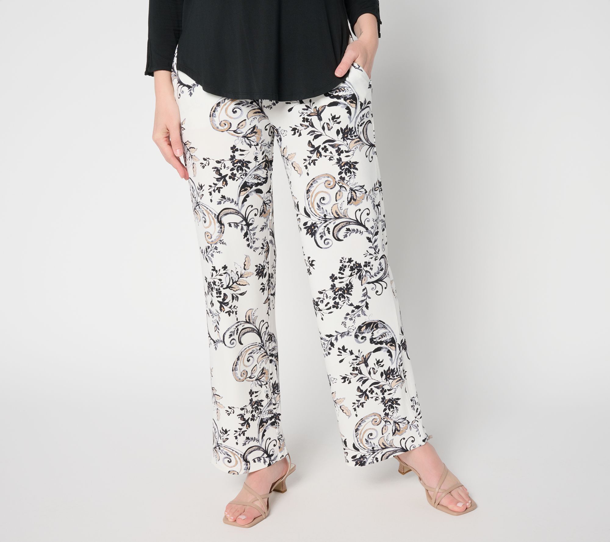Susan Graver Regular Printed Liquid Knit Wide-Leg Pants
