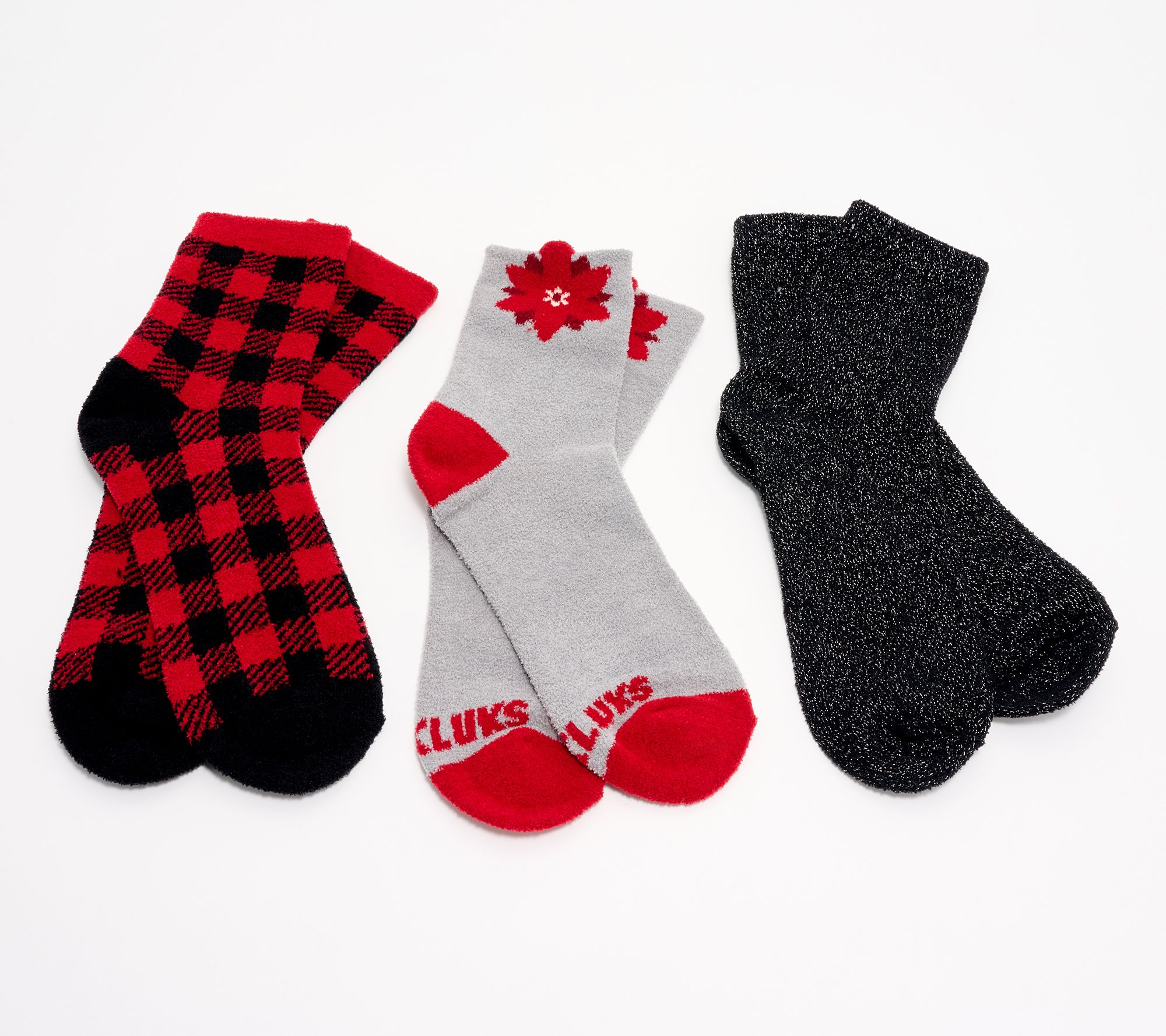 "As Is" MUK LUKS Set of 3 Holiday Icon Socks