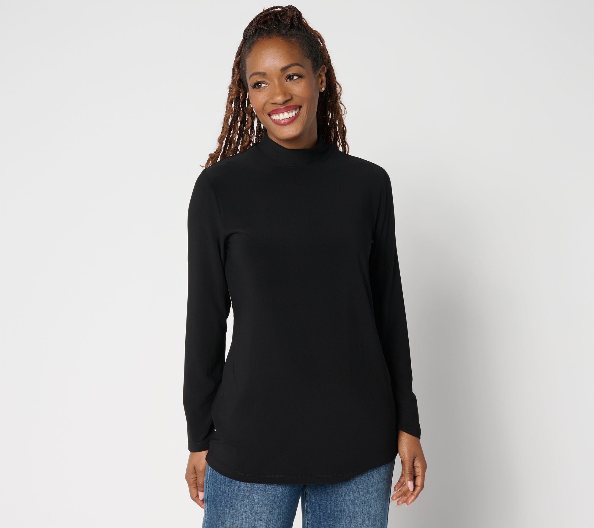 GRAVER Susan Graver LK Luxe Mock Neck Long Sleeve Top