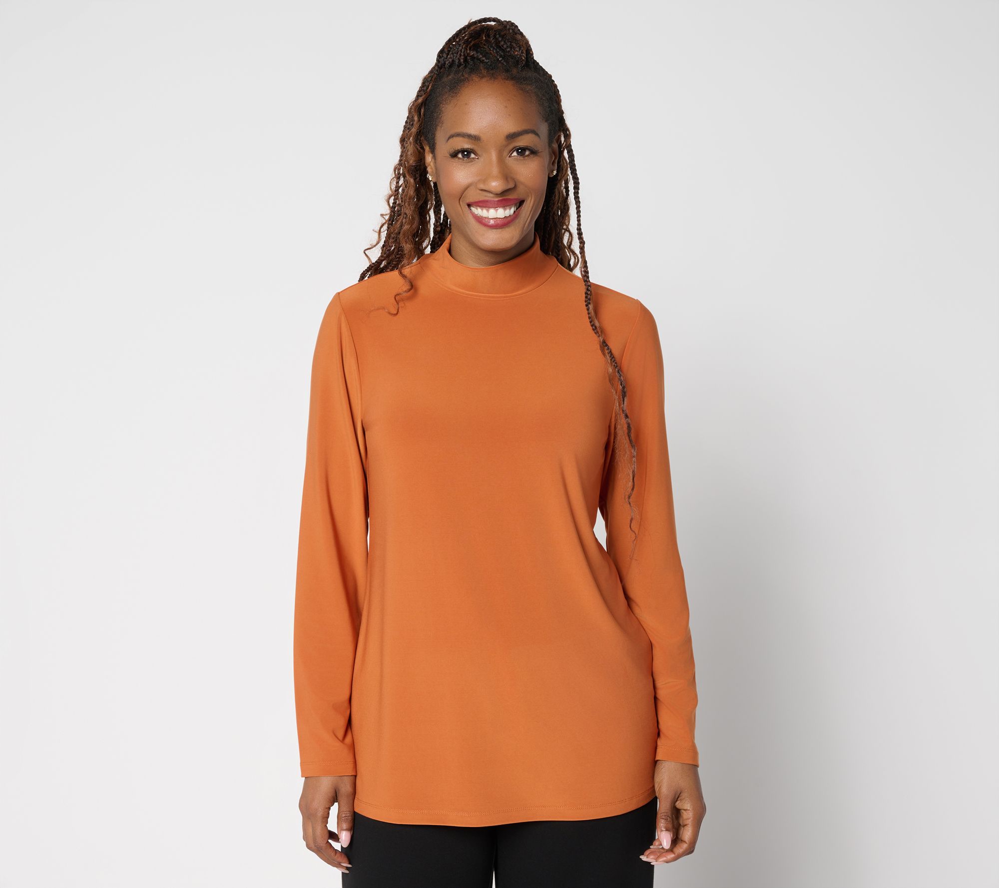 GRAVER Susan Graver LK Luxe Mock Neck Long Sleeve Top