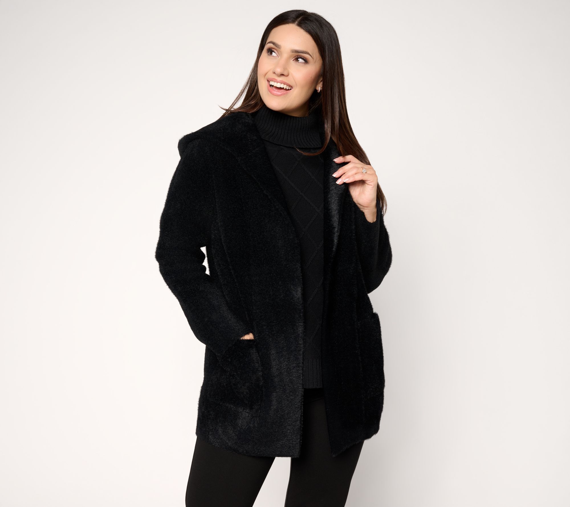 Liverpool Los Angeles Hooded Plush Coatigan with Pockets