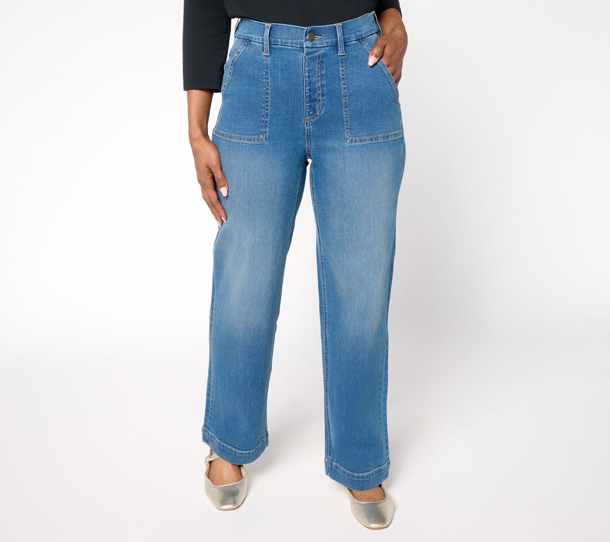 Denim & Co. Regular Indigo Easy Stretch Straight Leg Trouser Jean