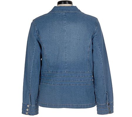 Denim & Co. Stretch Denim Jacket with Pintuck Detail | QVC
