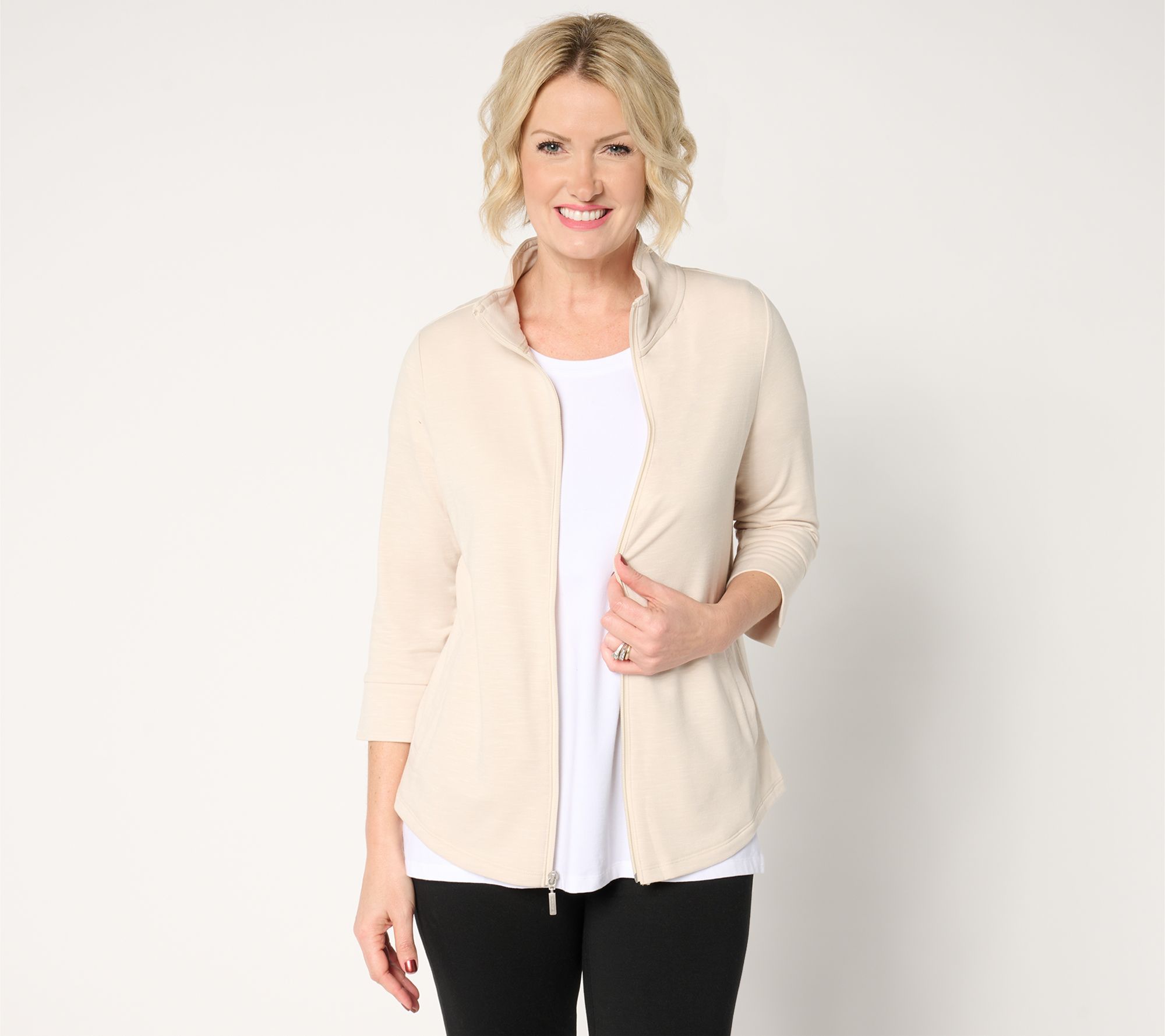 "As Is" Denim & Co. Active Soft Blend Knit Zip Front Jacket