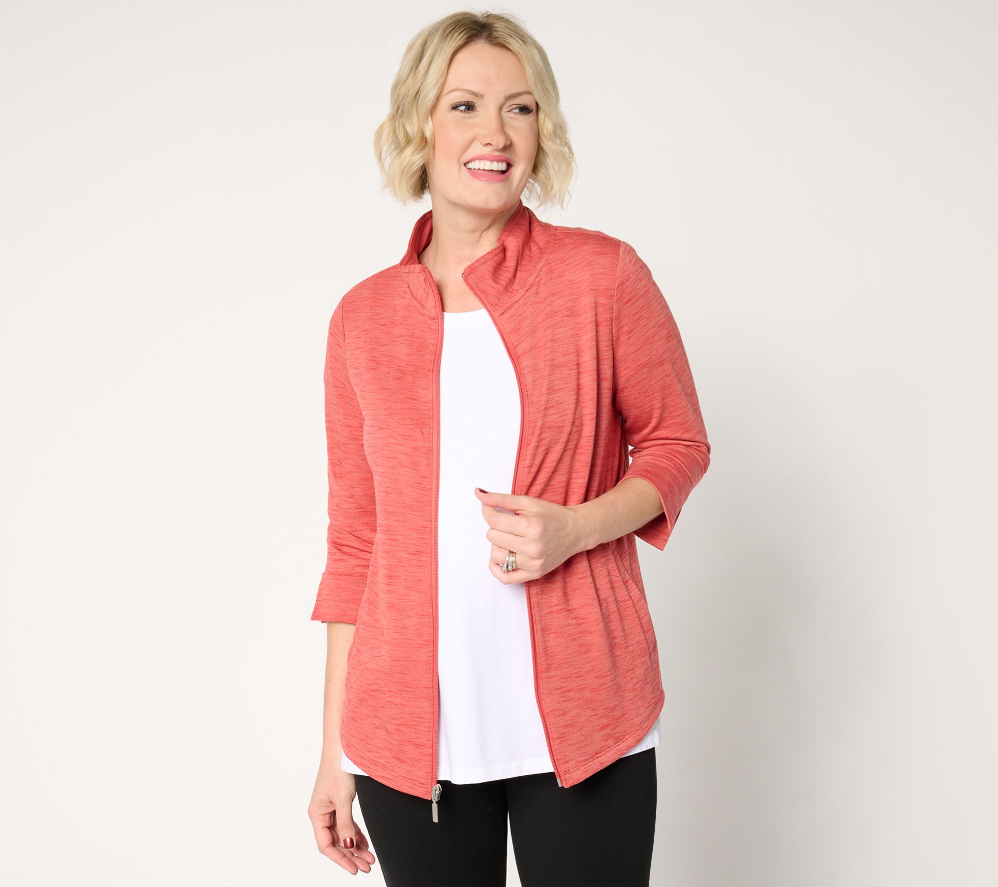 "As Is" Denim & Co. Active Soft Blend Knit Zip Front Jacket