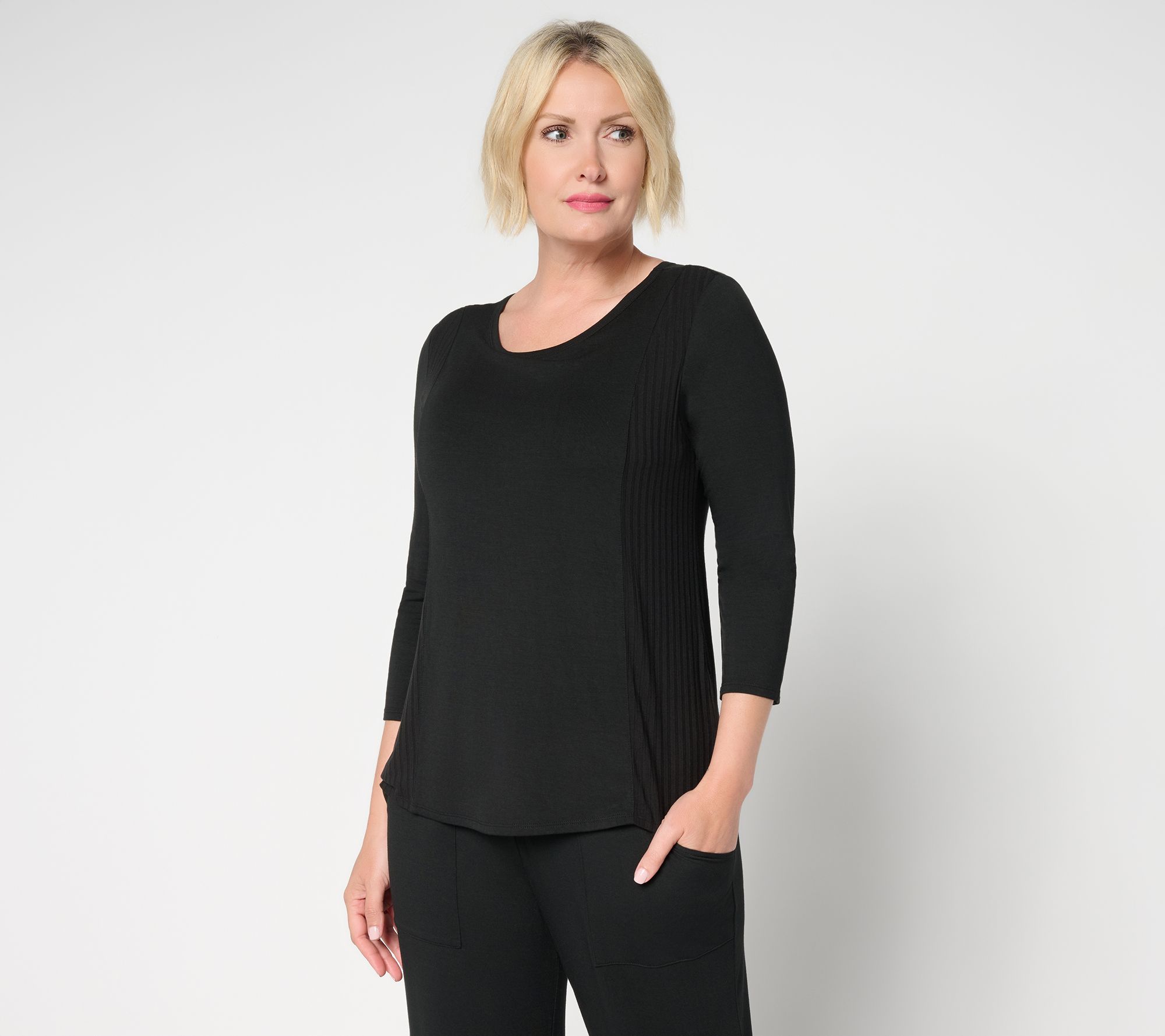 Modern Soul Soothing Knit Jersey & Rib Mixed Tee with Support System